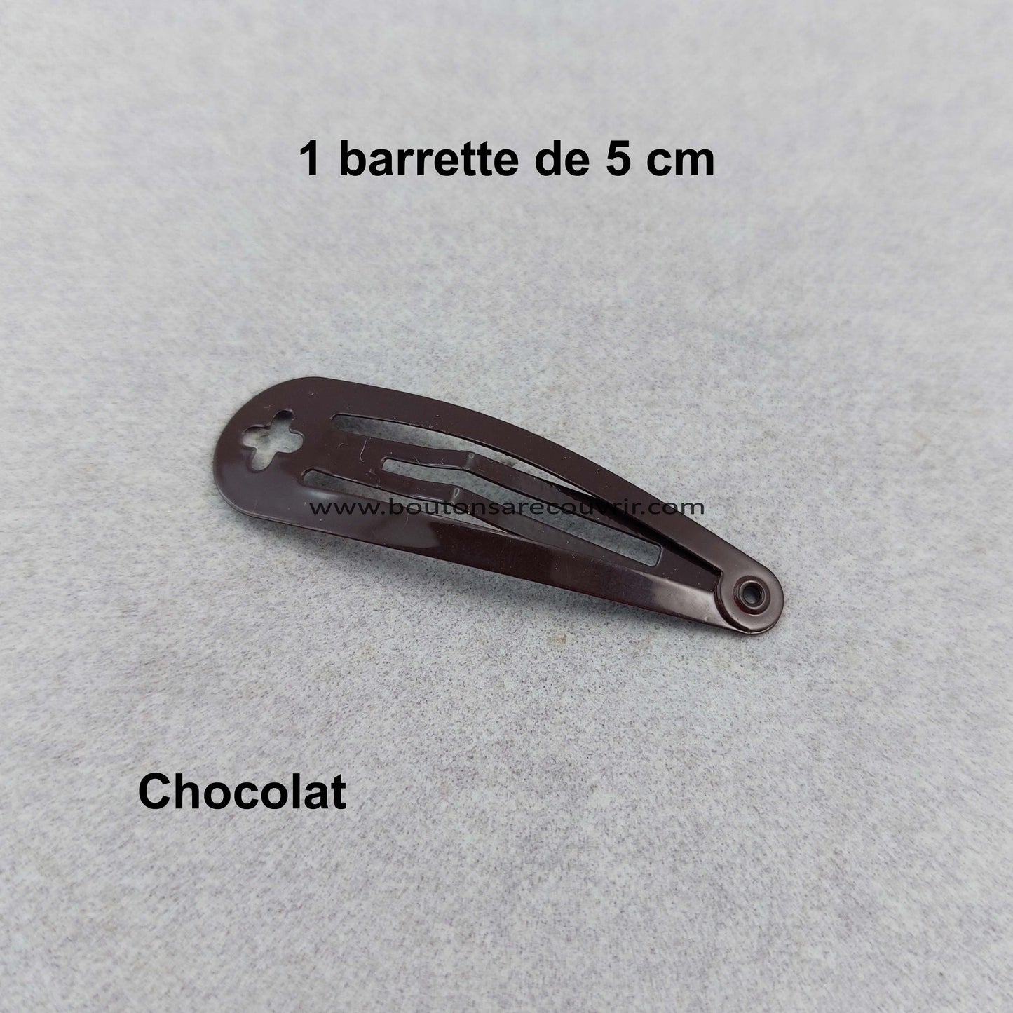 1 barrette de 5 cm - bouton à recouvrir 19 ou 23 mm - CHOCOLAT