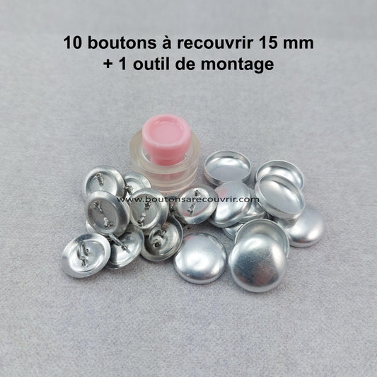 10 cover buttons with assembly tool size 24