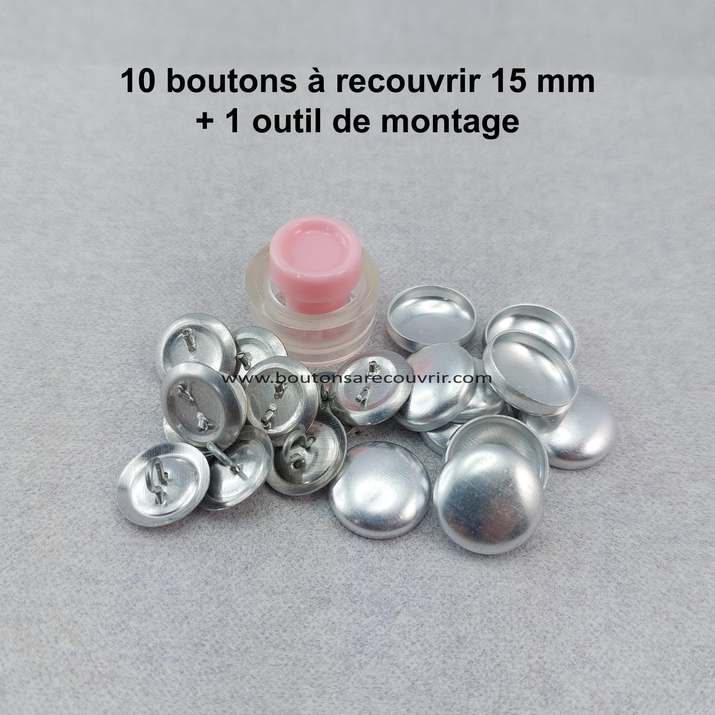 10 cover buttons with assembly tool size 24