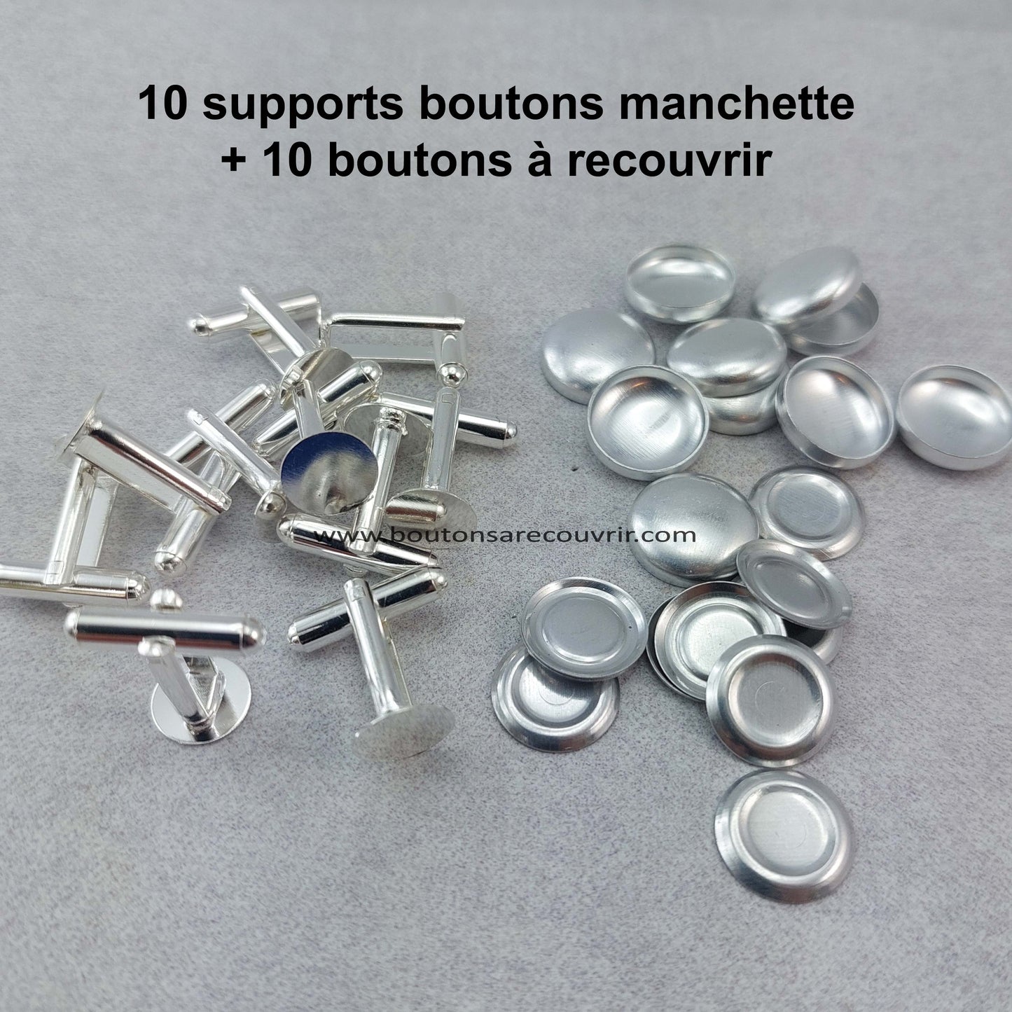 5 paires boutons de manchette à recouvrir