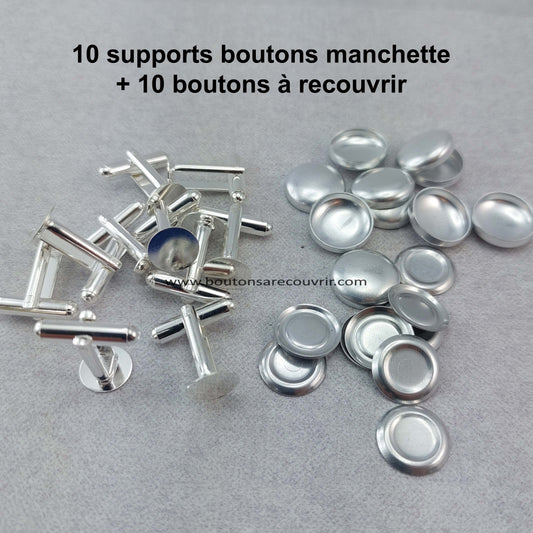 5 paires boutons de manchette à recouvrir