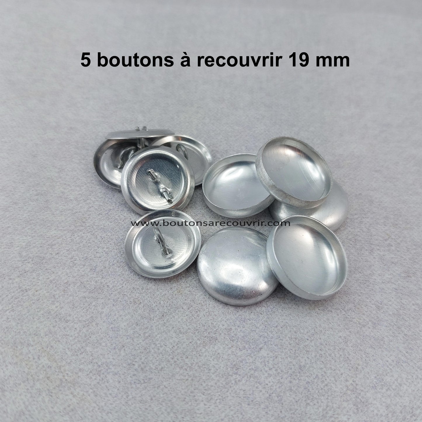 5 boutons à recouvrir 19 mm