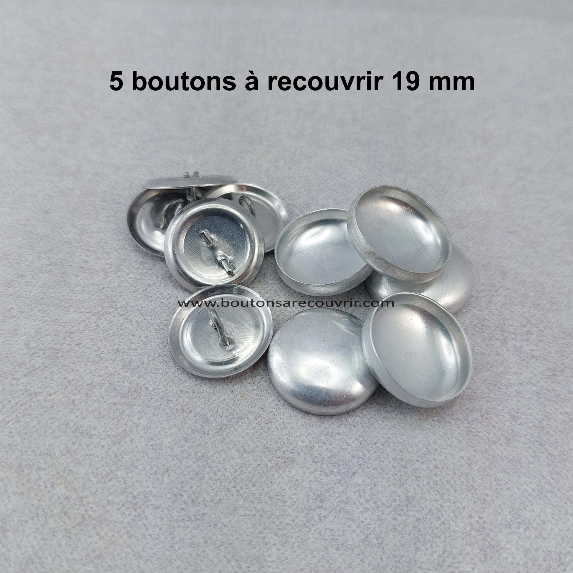 5 boutons à recouvrir 19 mm
