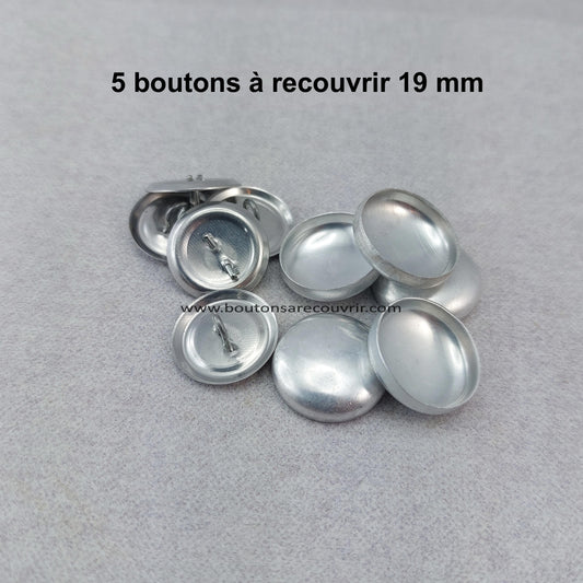 5 boutons à recouvrir 19 mm