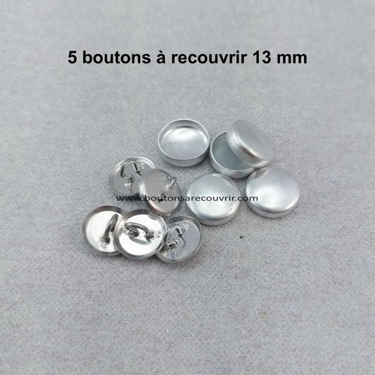 5 boutons à recouvrir 13 mm