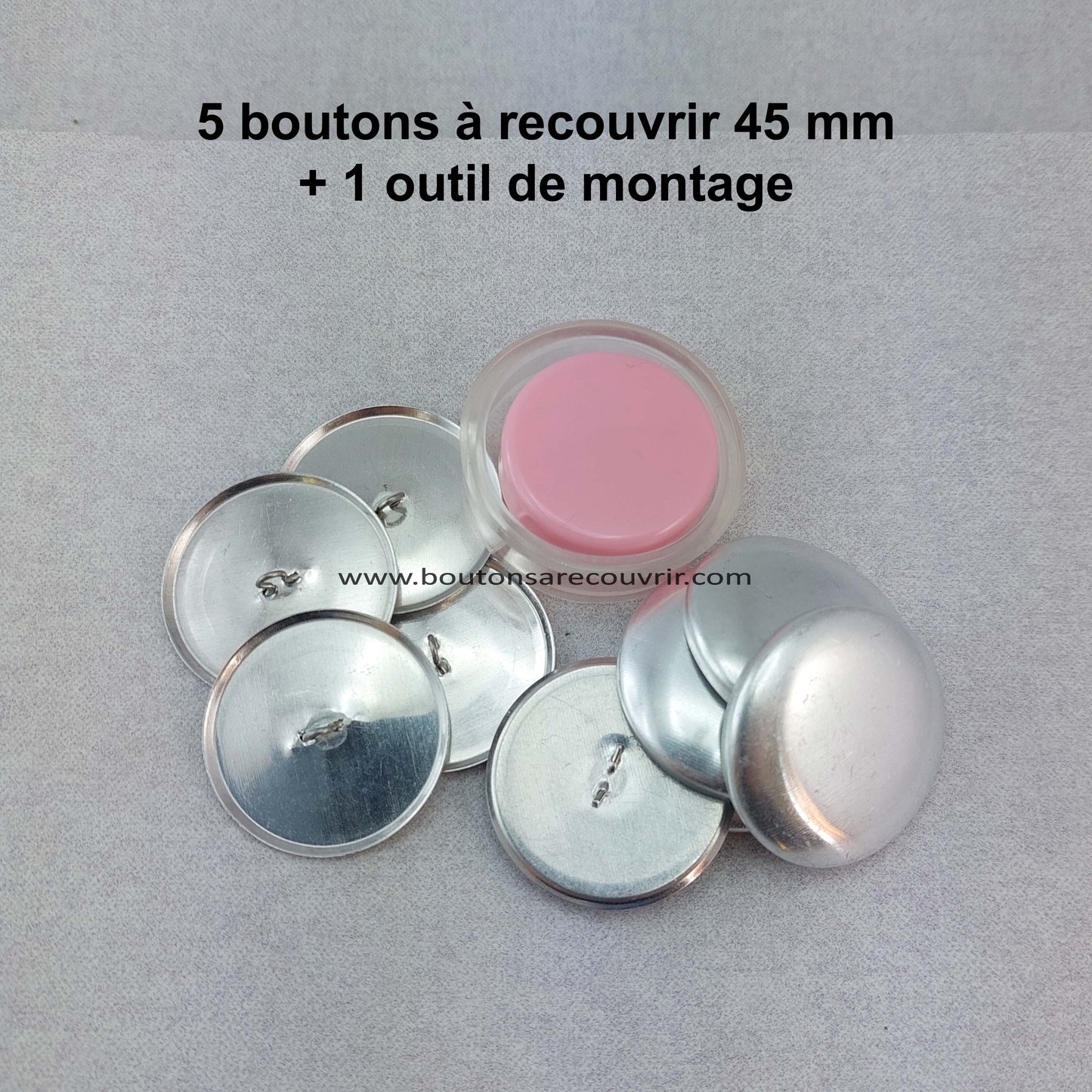 5 boutons à recouvrir 45 mm avec outil