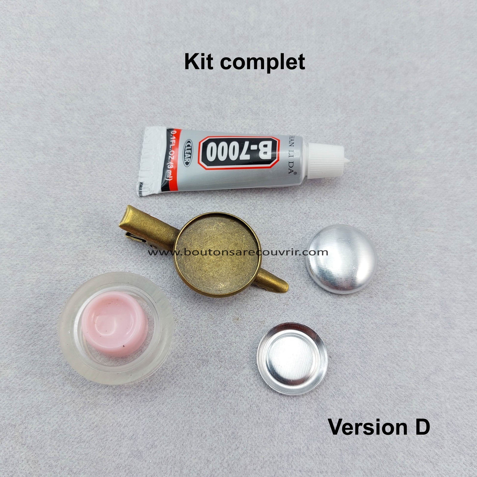Kit complet - barrette à cheveux - bouton à recouvrir