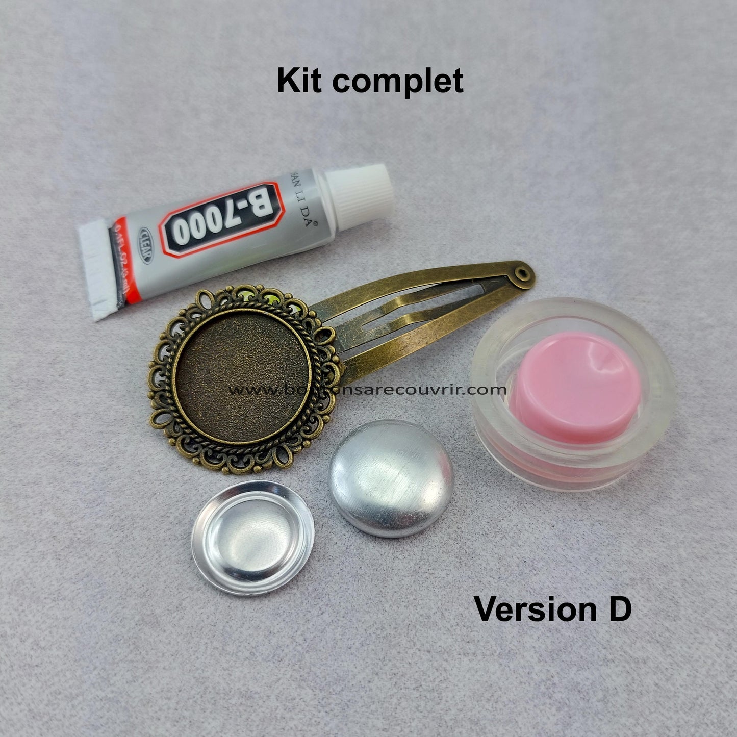 Kit complet - barrette à cheveux - bouton à recouvrir