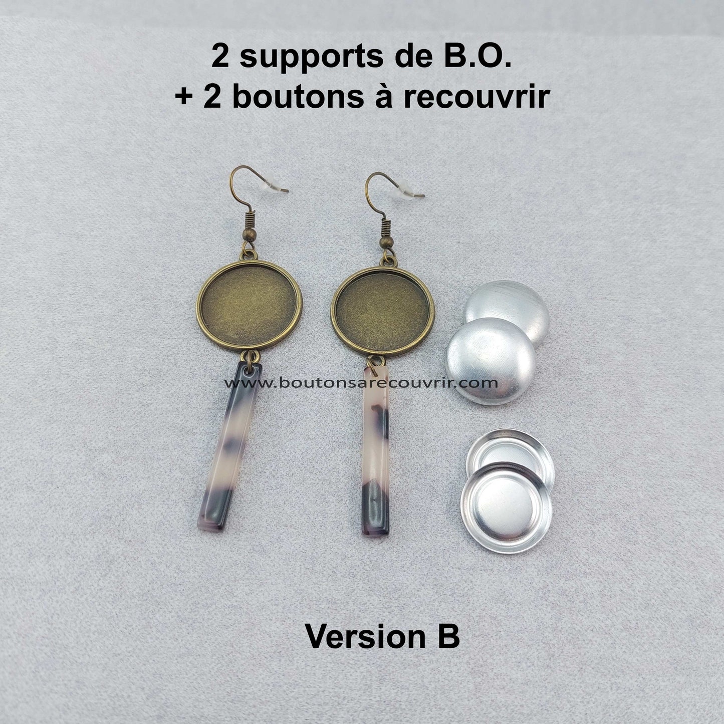 Boutons à recouvrir personnalisables pour boucles d'oreilles