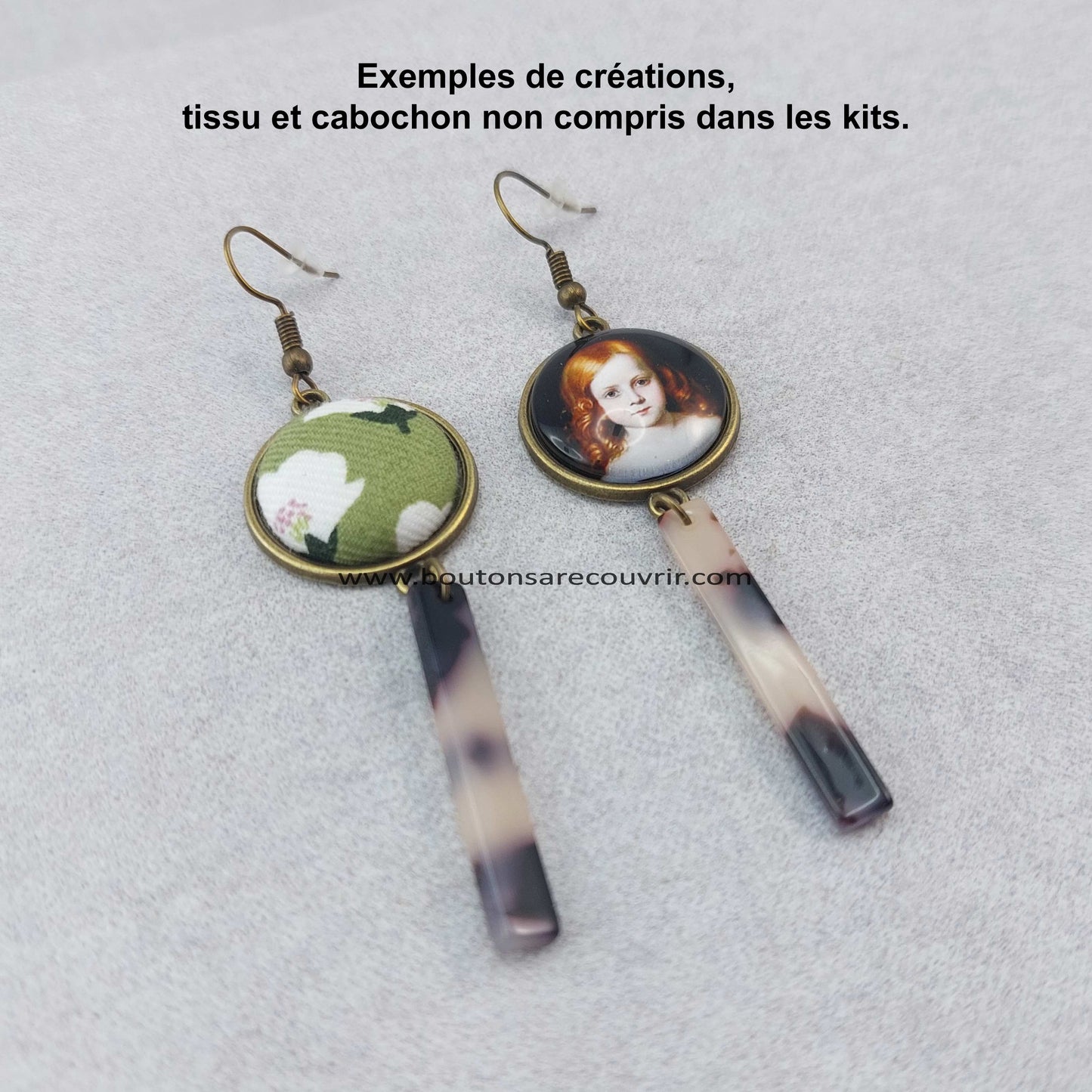 Boutons à recouvrir personnalisables pour boucles d'oreilles
