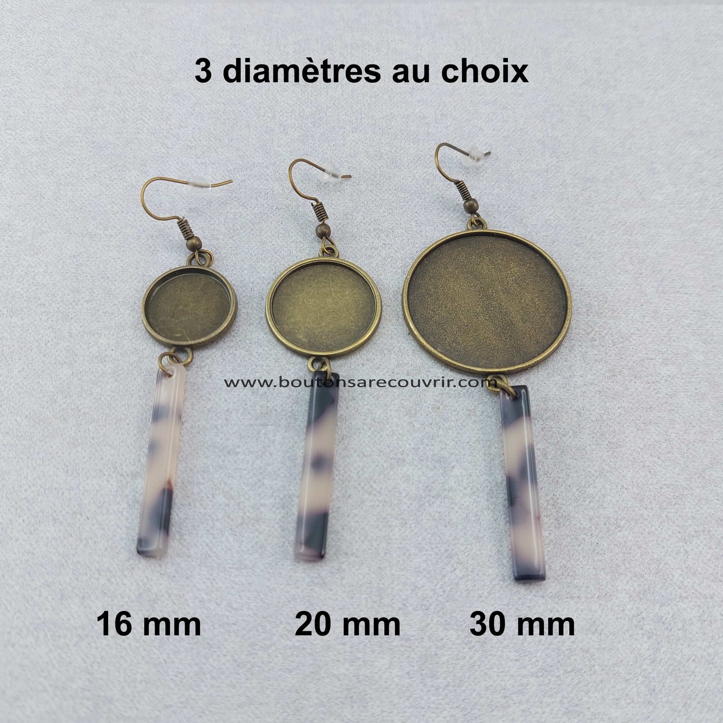 Boutons à recouvrir personnalisables pour boucles d'oreilles