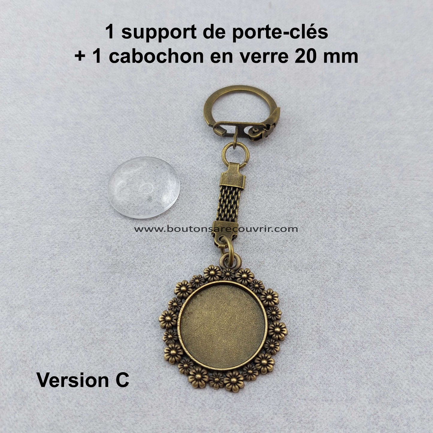 Porte-clés personnalisable cabochon en verre