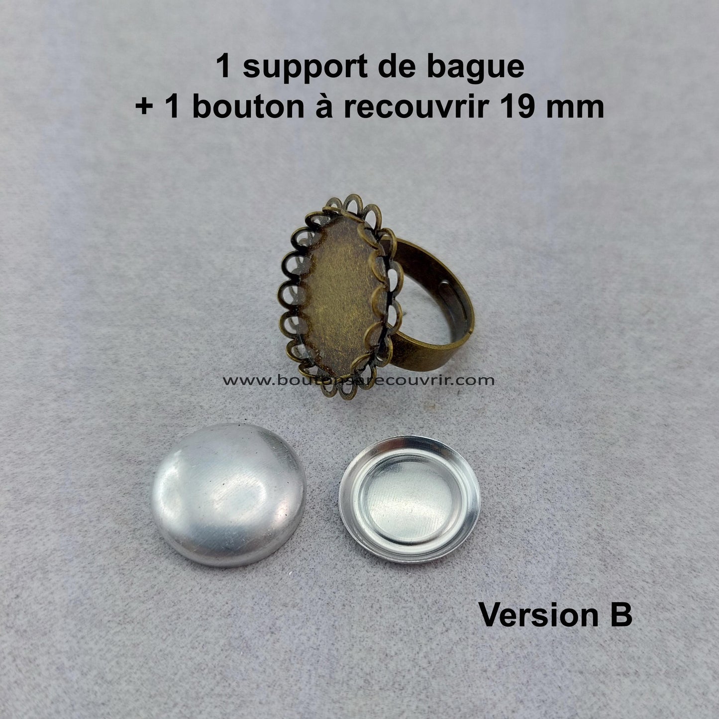 Bague personnalisable - Bouton à recouvrir