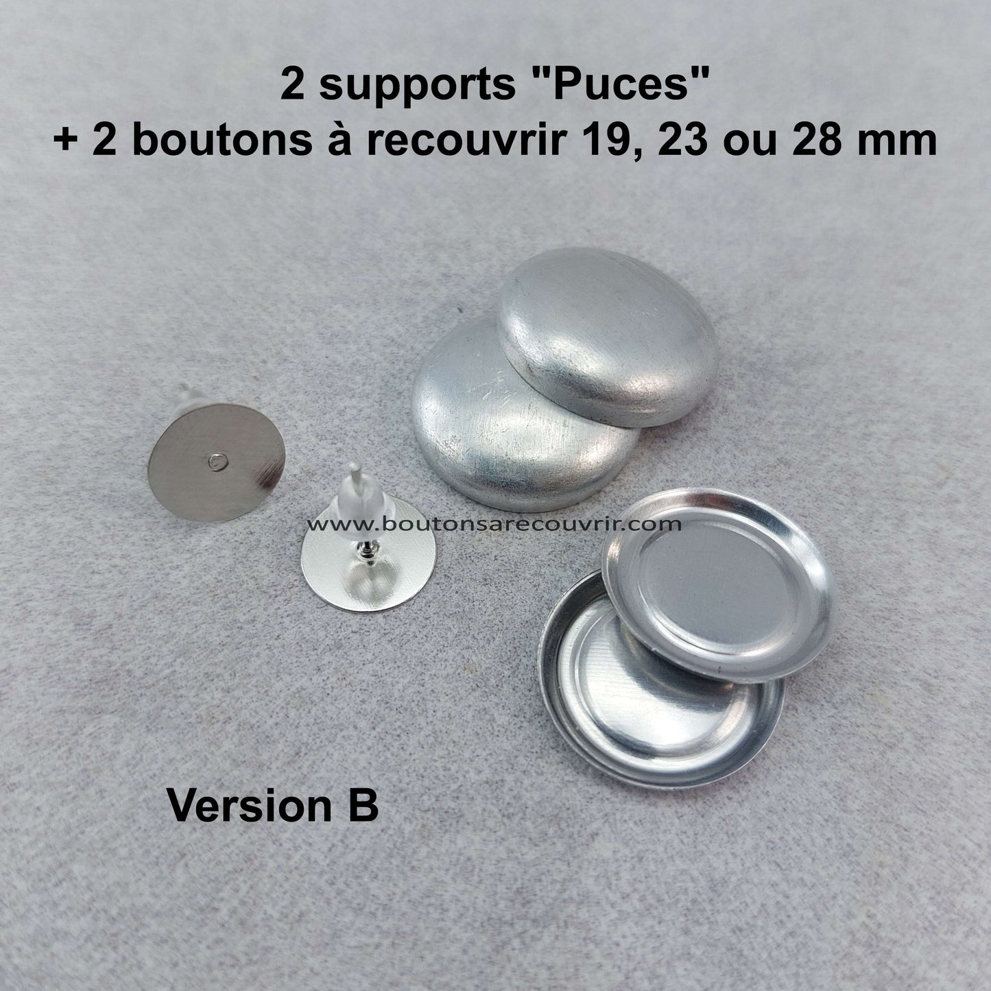 Boucles d'oreilles puces et boutons à recouvrir