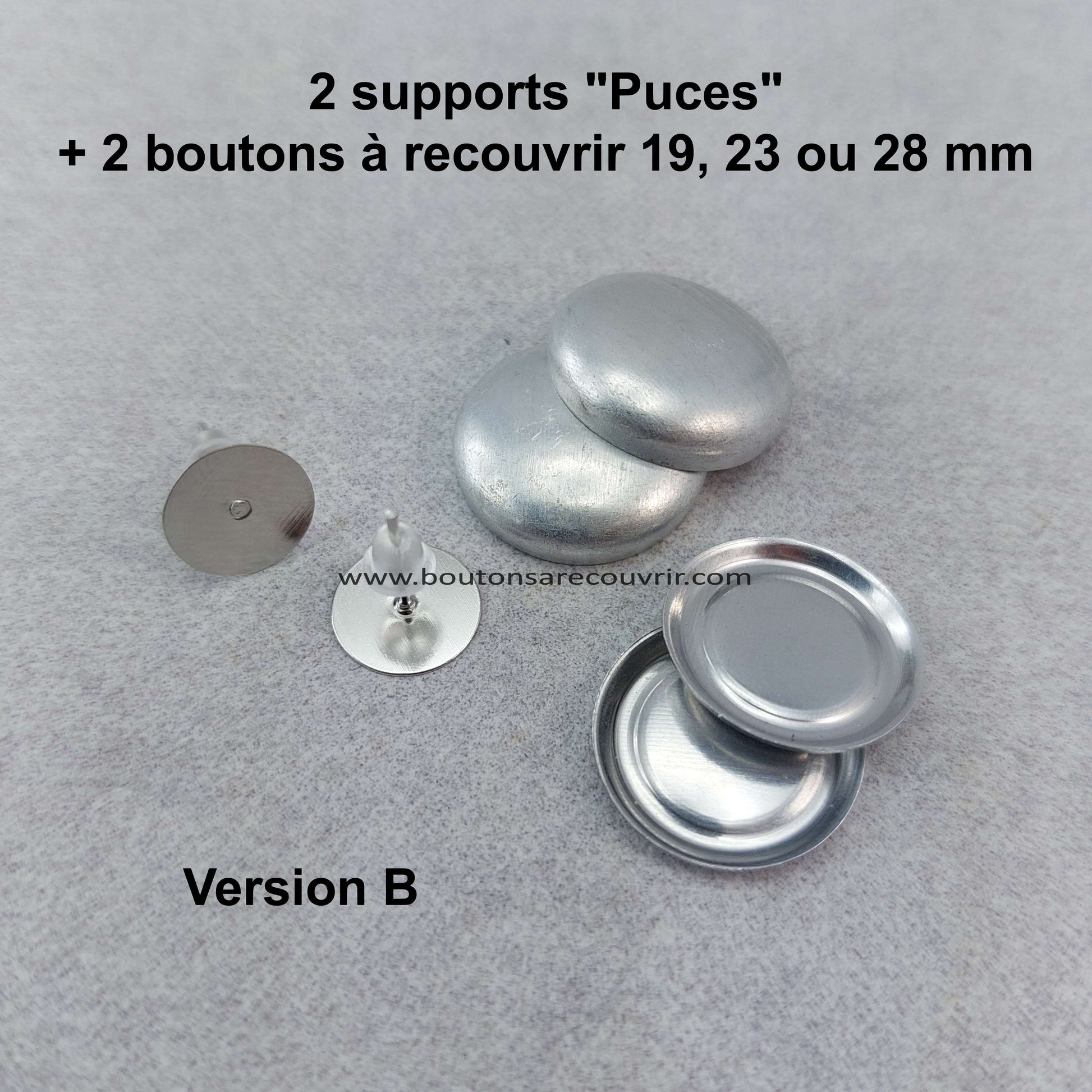 Boucles d'oreilles puces et boutons à recouvrir