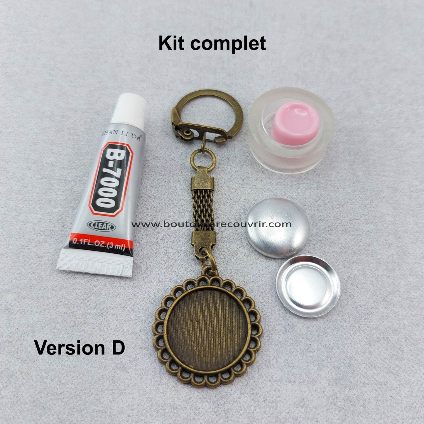 Kit complet porte clé personnalisable bouton à recouvrir