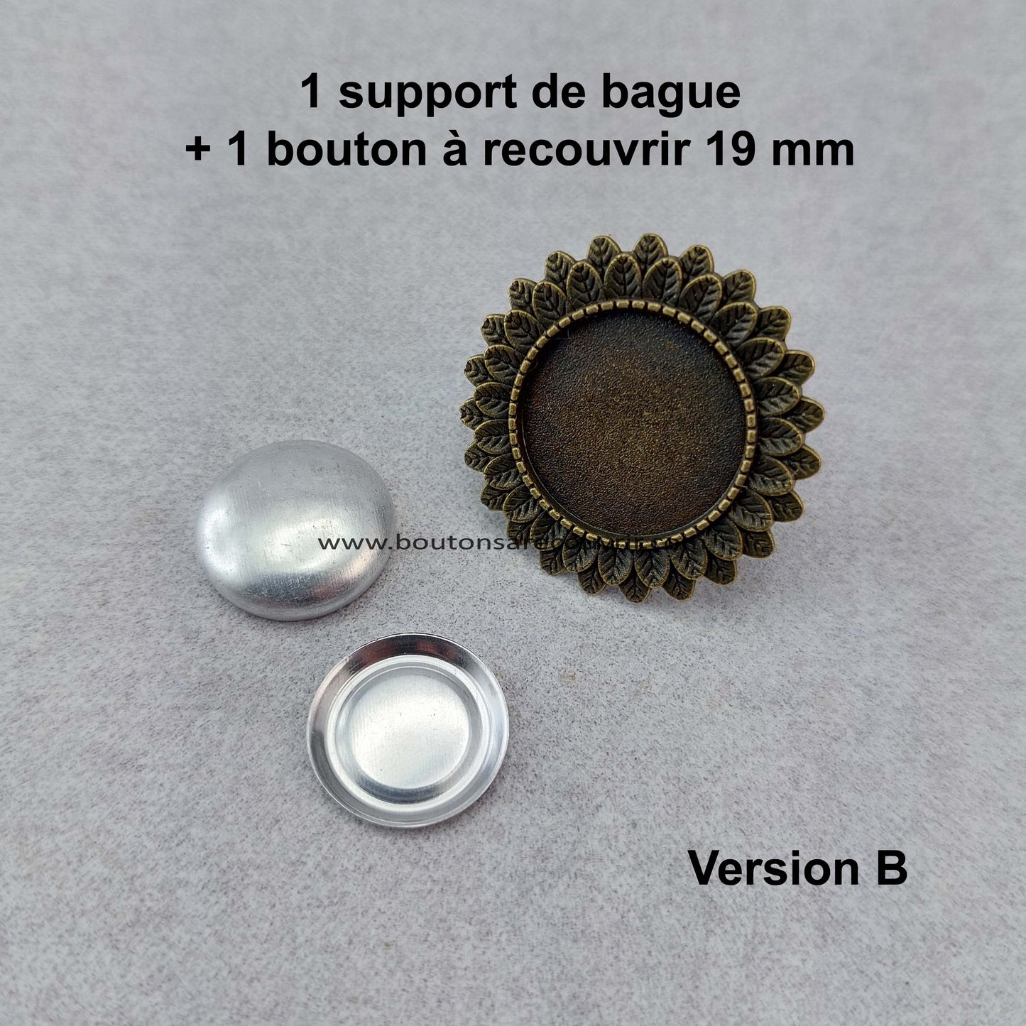 Bague bouton à recouvrir personnalisable