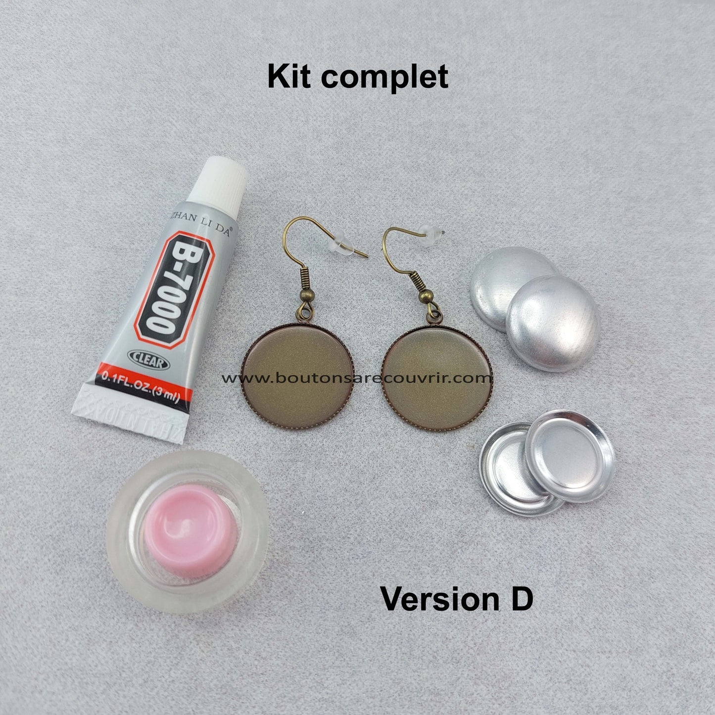 Boucles d'oreilles - boutons à recouvrir et cabochon en verre