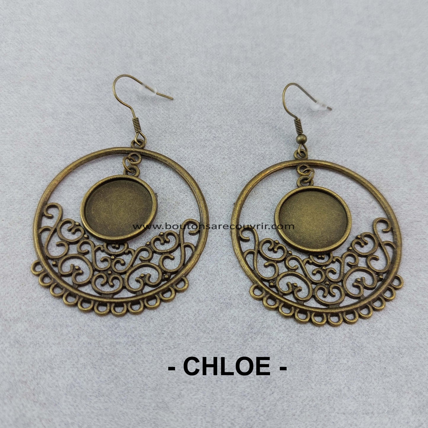 Boucles d'oreilles personnalisables avec des boutons à recouvrir 15 mm