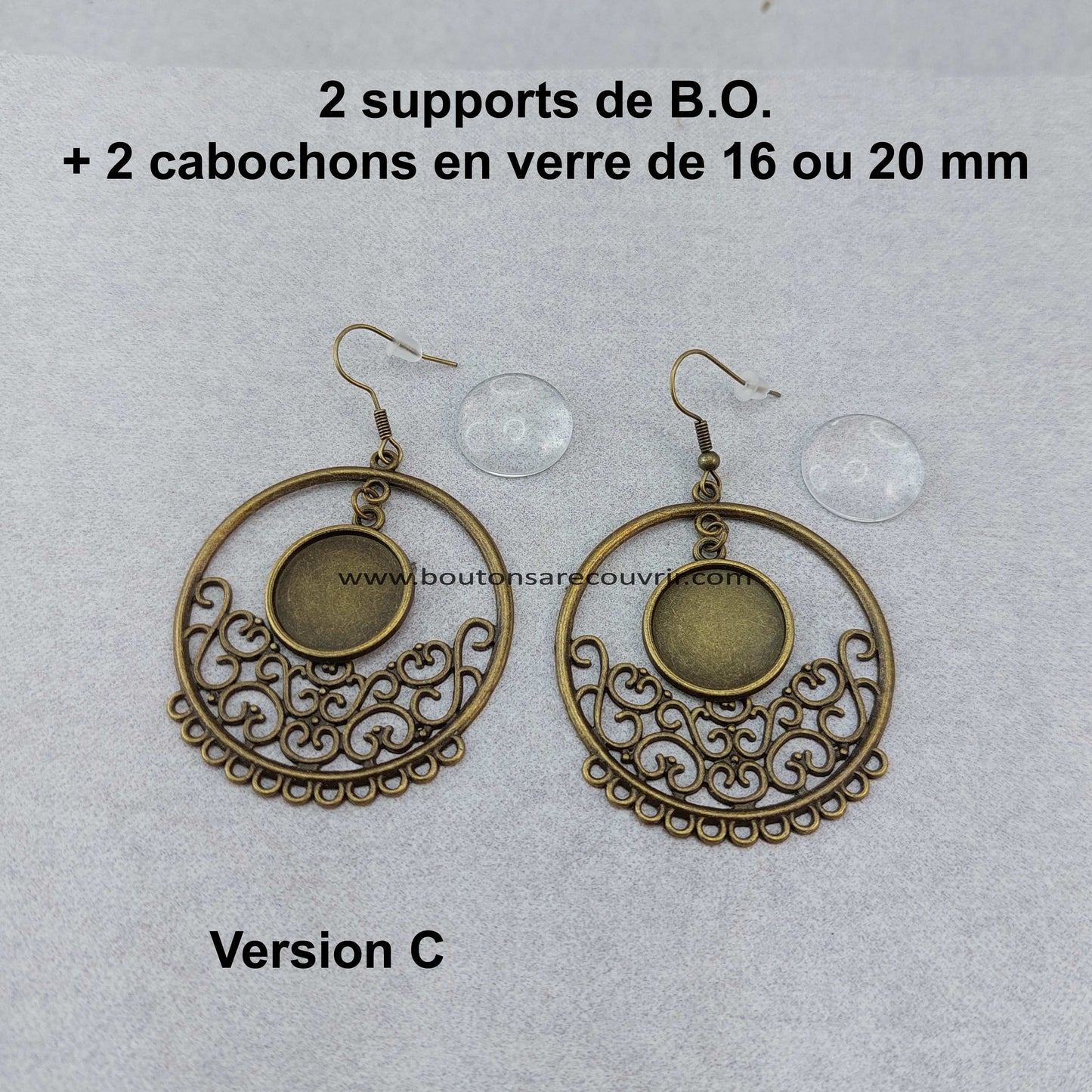 Boucles d'oreilles personnalisables avec des boutons à recouvrir 15 mm