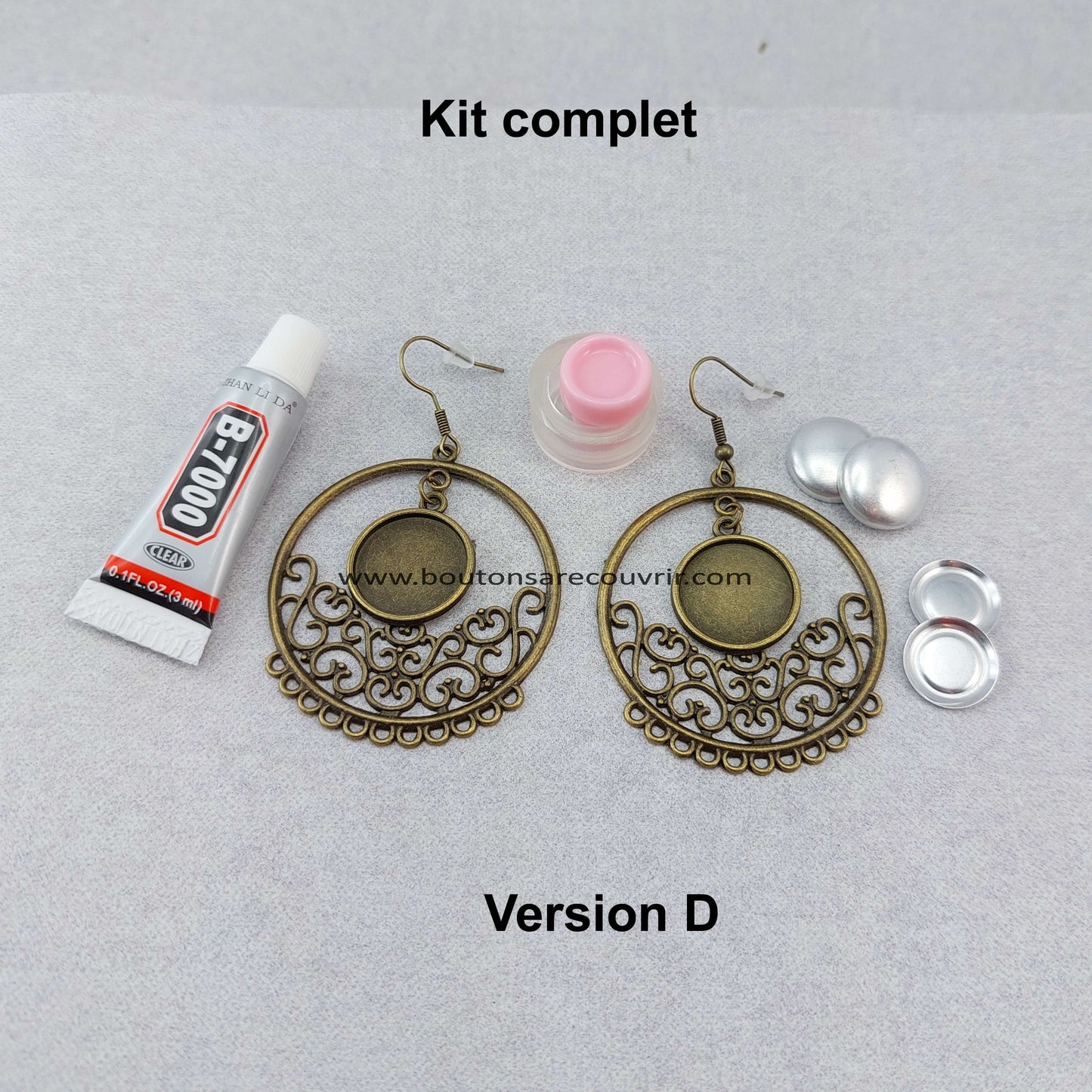 Boucles d'oreilles personnalisables avec des boutons à recouvrir 15 mm