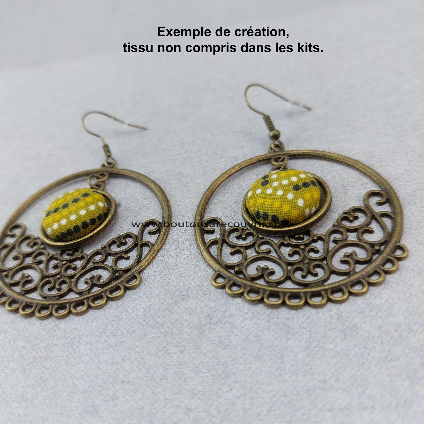 Boucles d'oreilles personnalisables avec des boutons à recouvrir 15 mm
