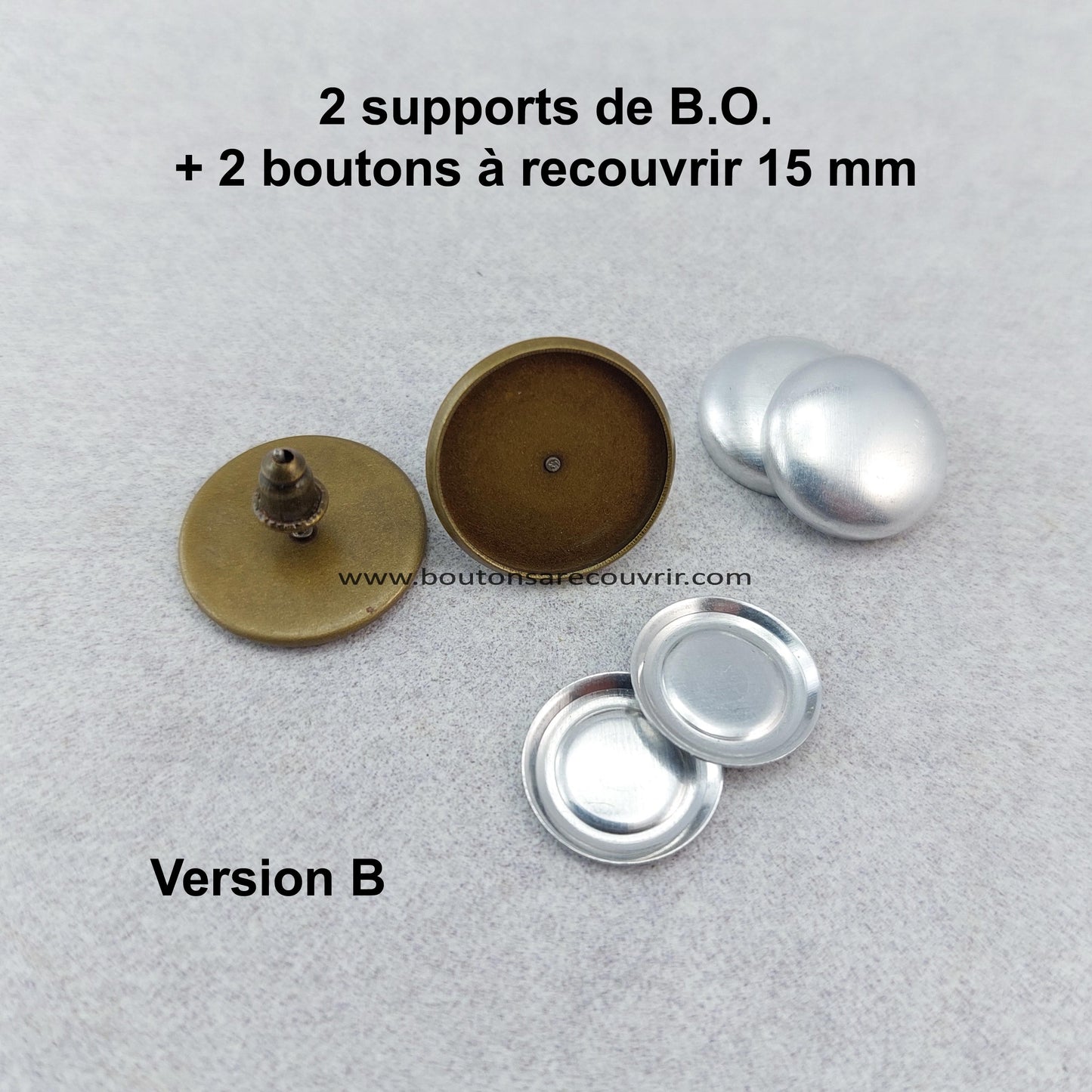Boucles d'oreilles personnalisables avec boutons à recouvrir