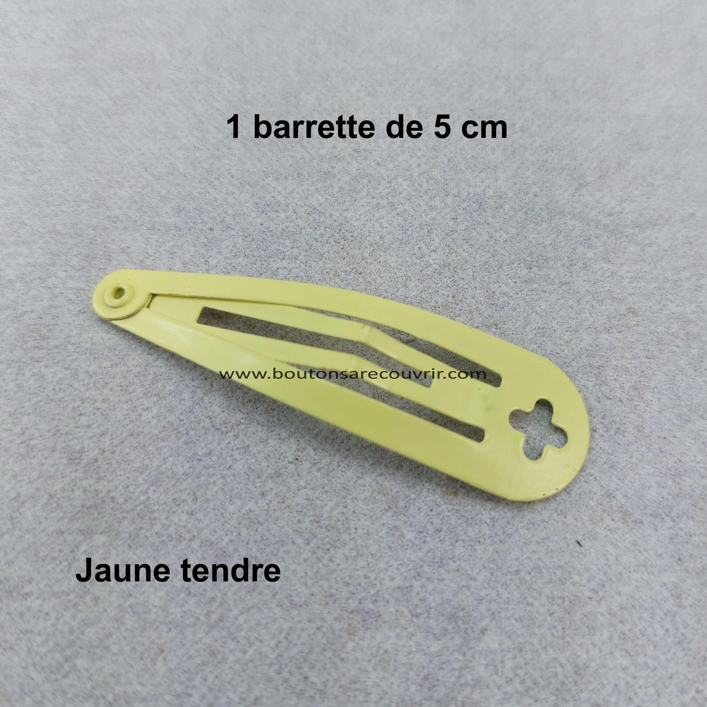 1 barrette de 5 cm - bouton à recouvrir 19 ou 23 mm - JAUNE TENDRE
