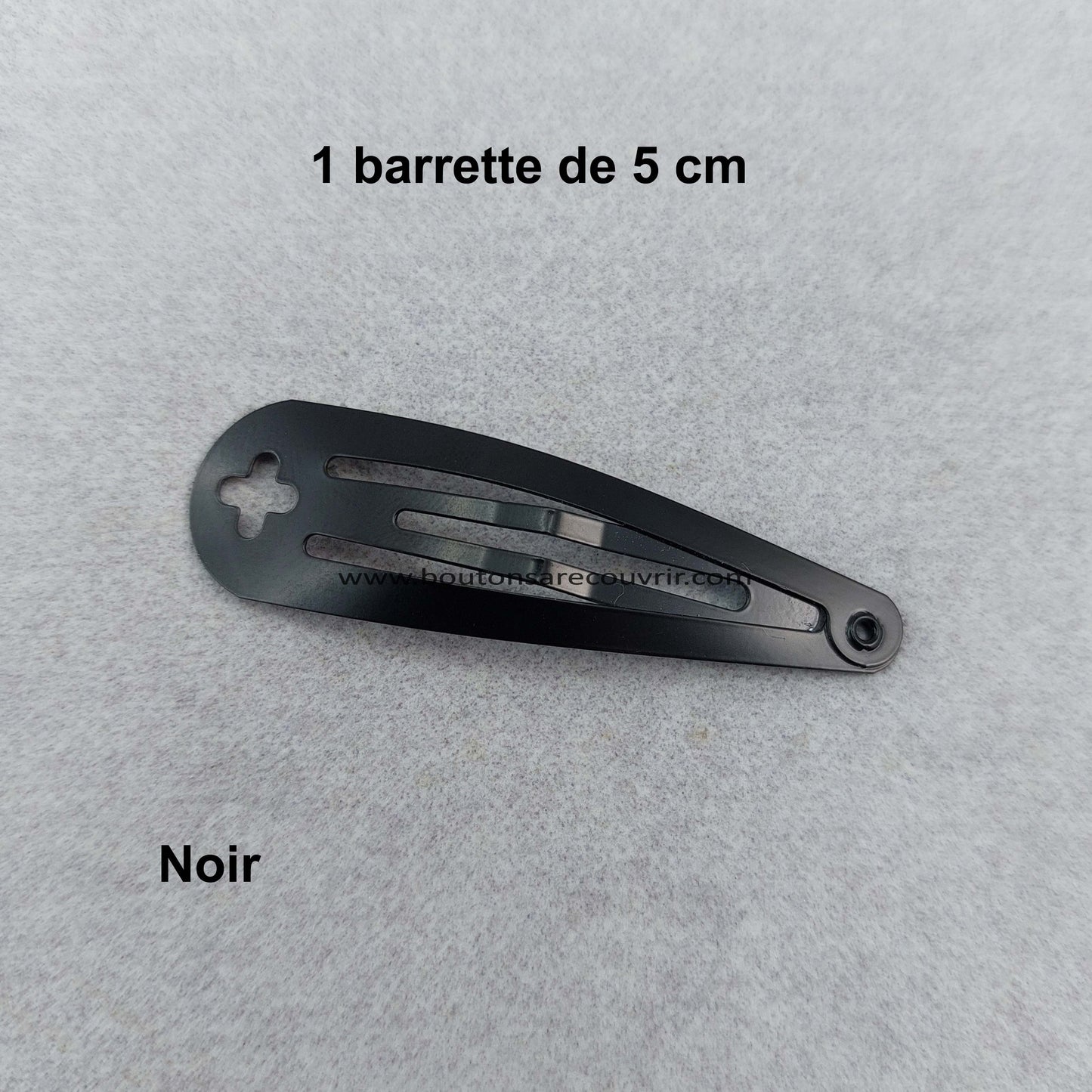 1 barrette de 5 cm - bouton à recouvrir 19 ou 23 mm - NOIR