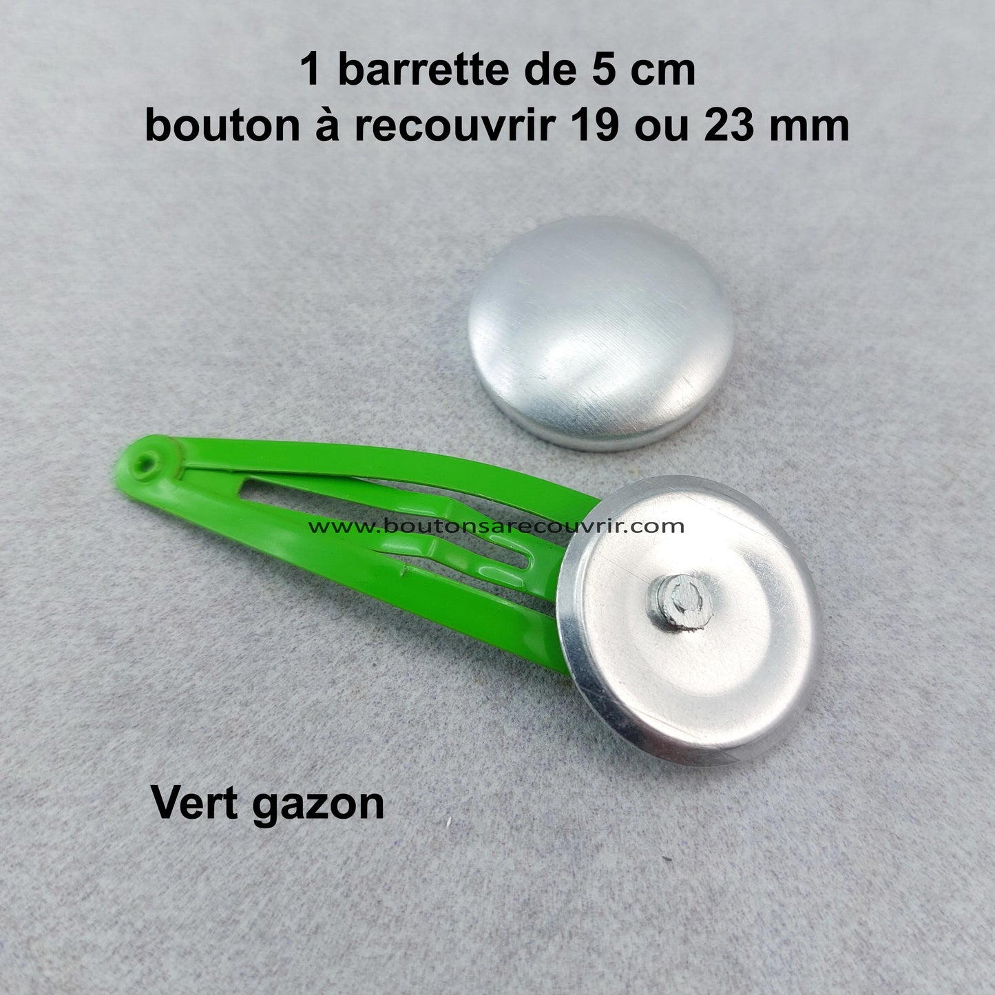Barrette à cheveux verte -bouton à recouvrir