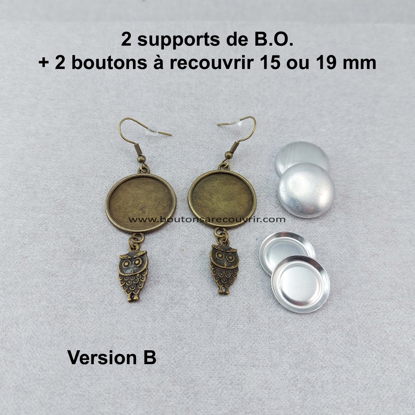 Boutons à recouvrir - boucles d'oreilles
