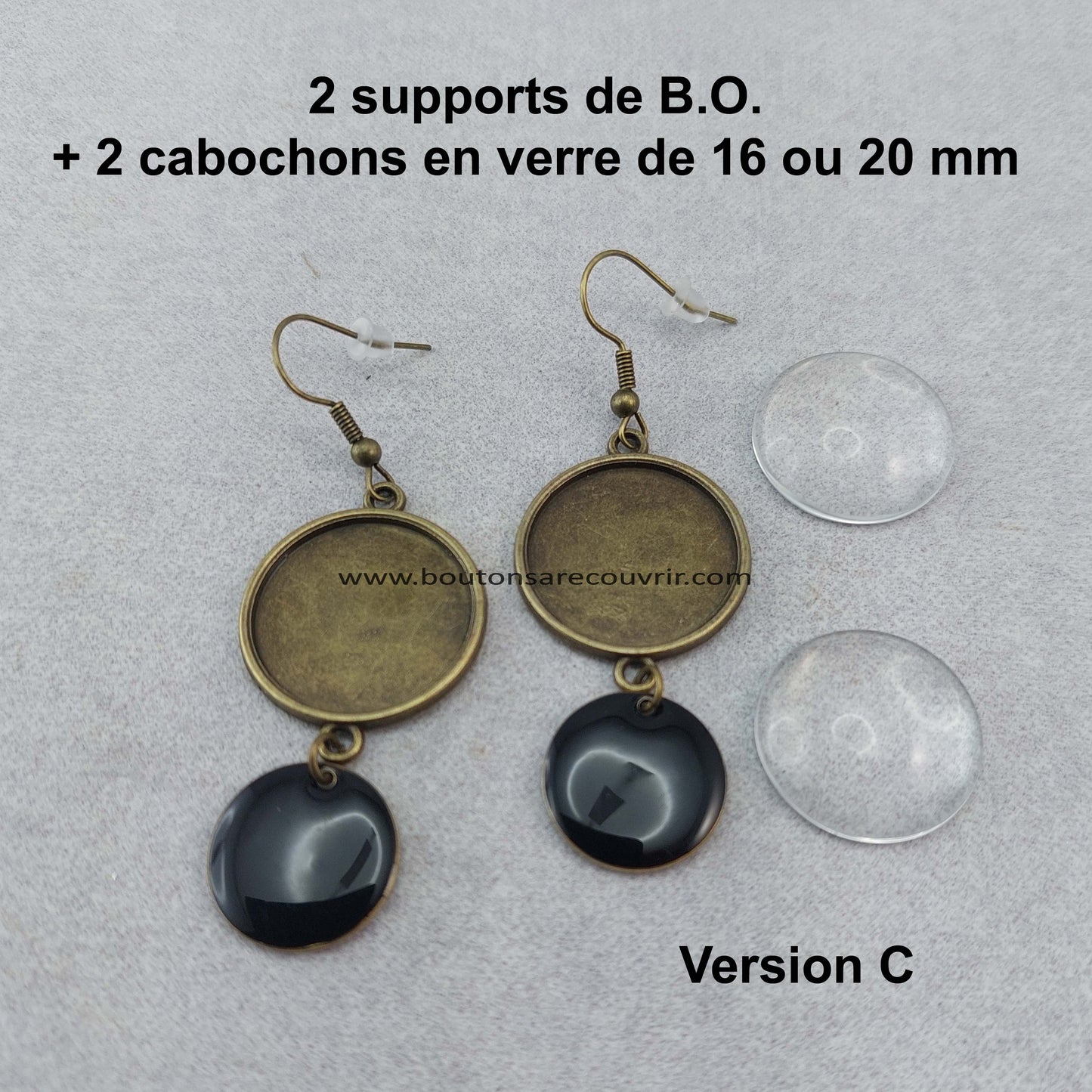 Botones para forrar - bouton à recouvrir - boucles d'oreilles