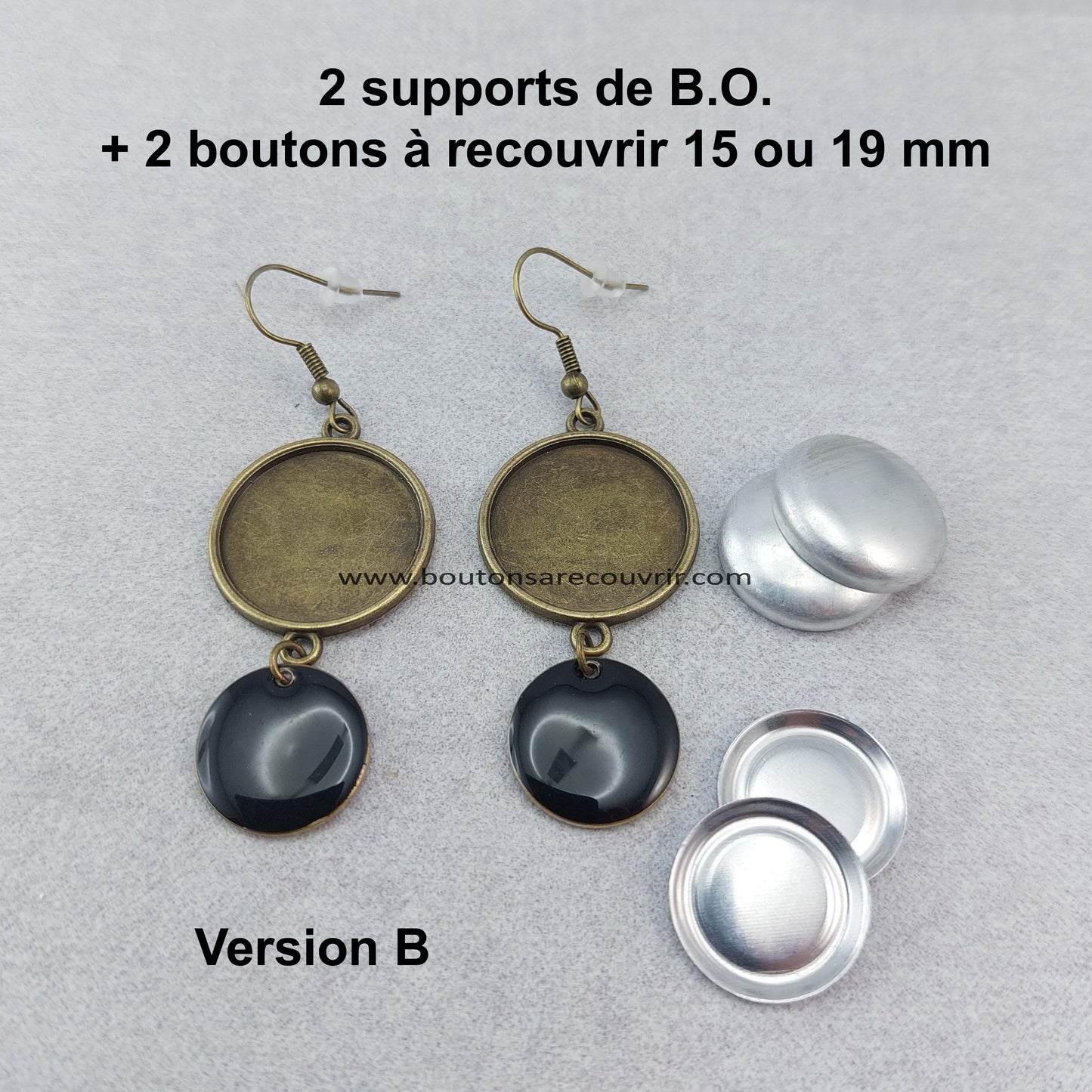 Botones para forrar - bouton à recouvrir - boucles d'oreilles