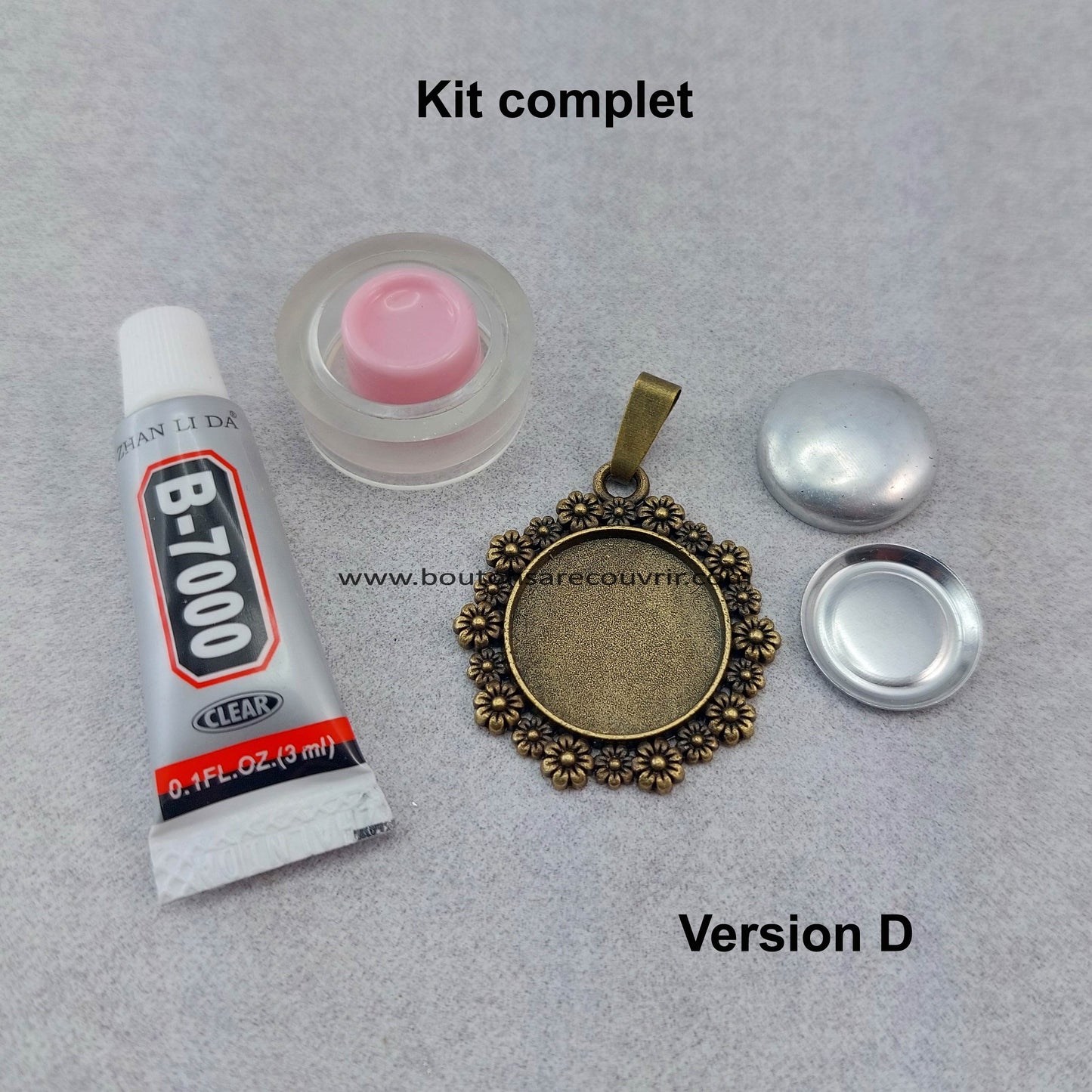 Pendentif personnalisable - bouton à recouvrir - kit complet