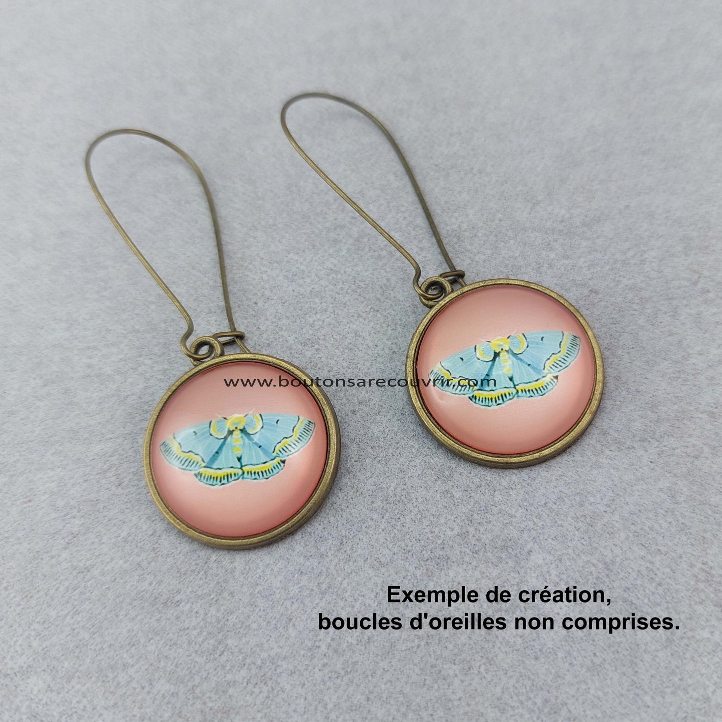 PAPILLON Pêche | Cabochon en verre
