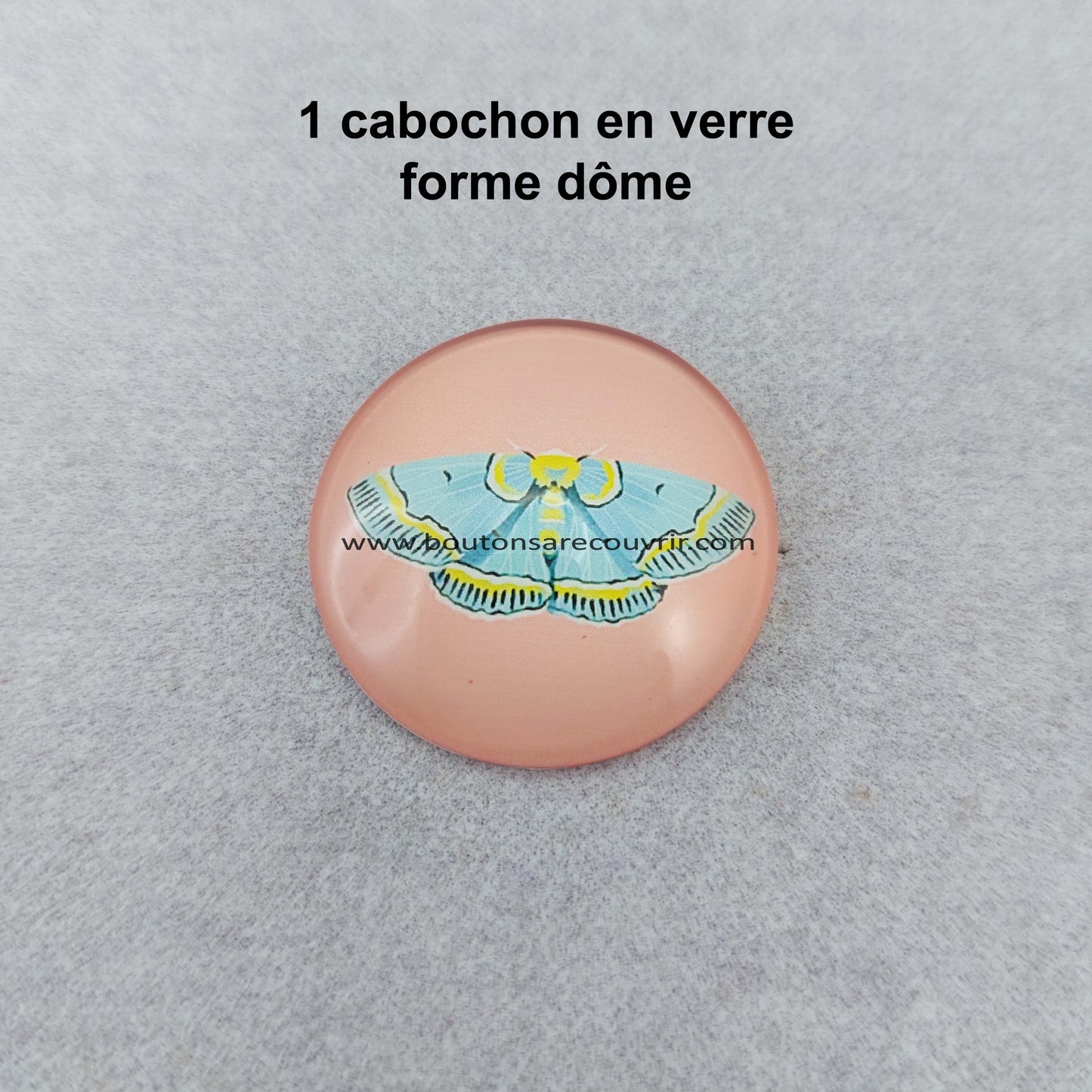PAPILLON Pêche | Cabochon en verre