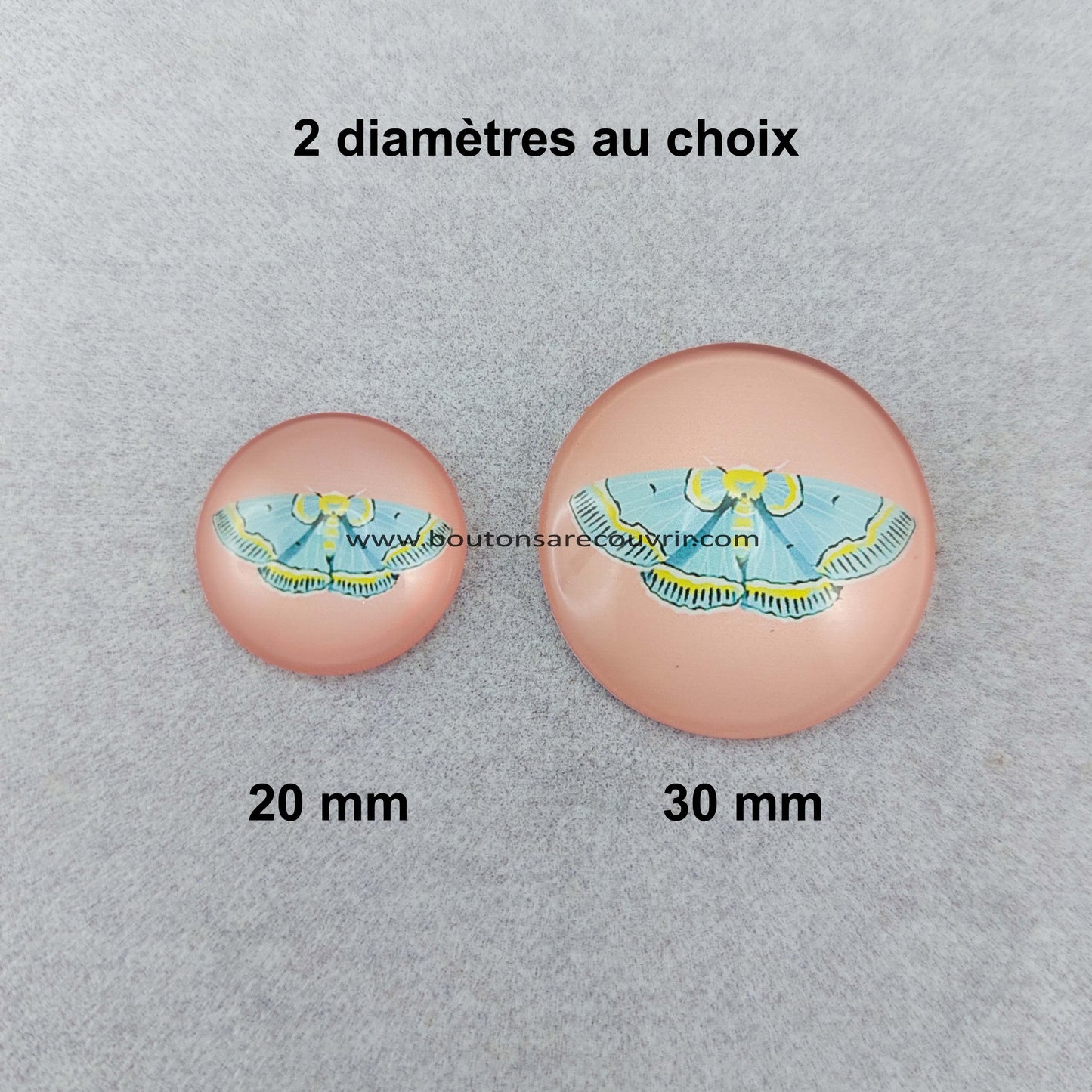 PAPILLON Pêche | Cabochon en verre