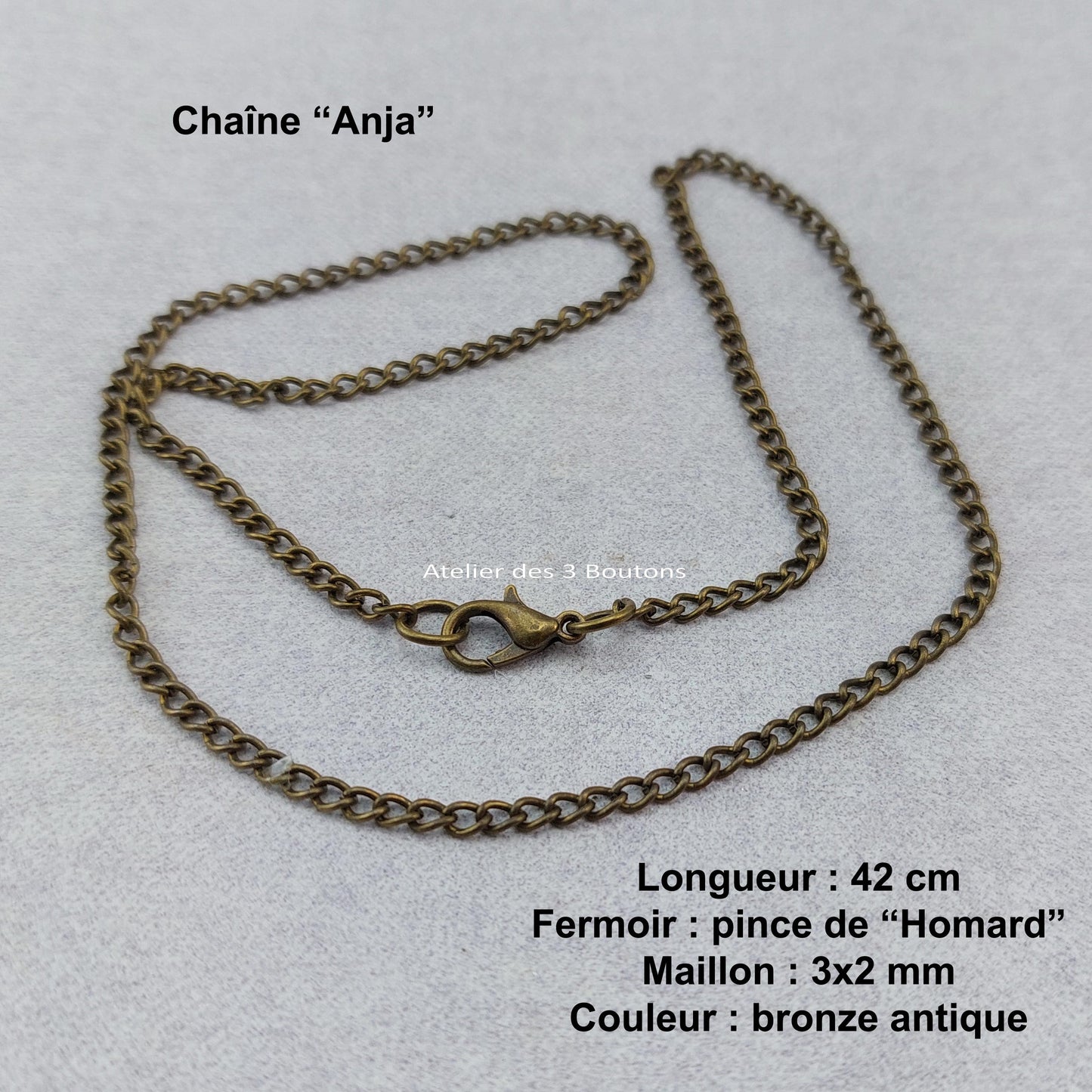 Chaîne pour bijoux personnalisable - bouton à recouvrir