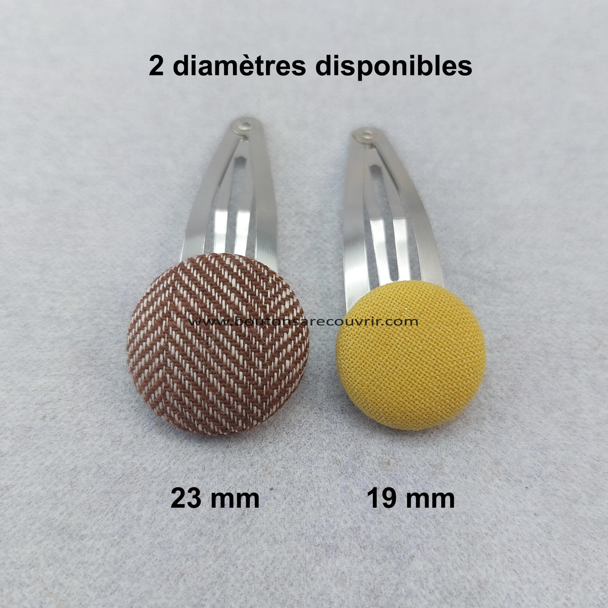 1 barrette de 5 cm - bouton à recouvrir 19 ou 23 mm - ROSE