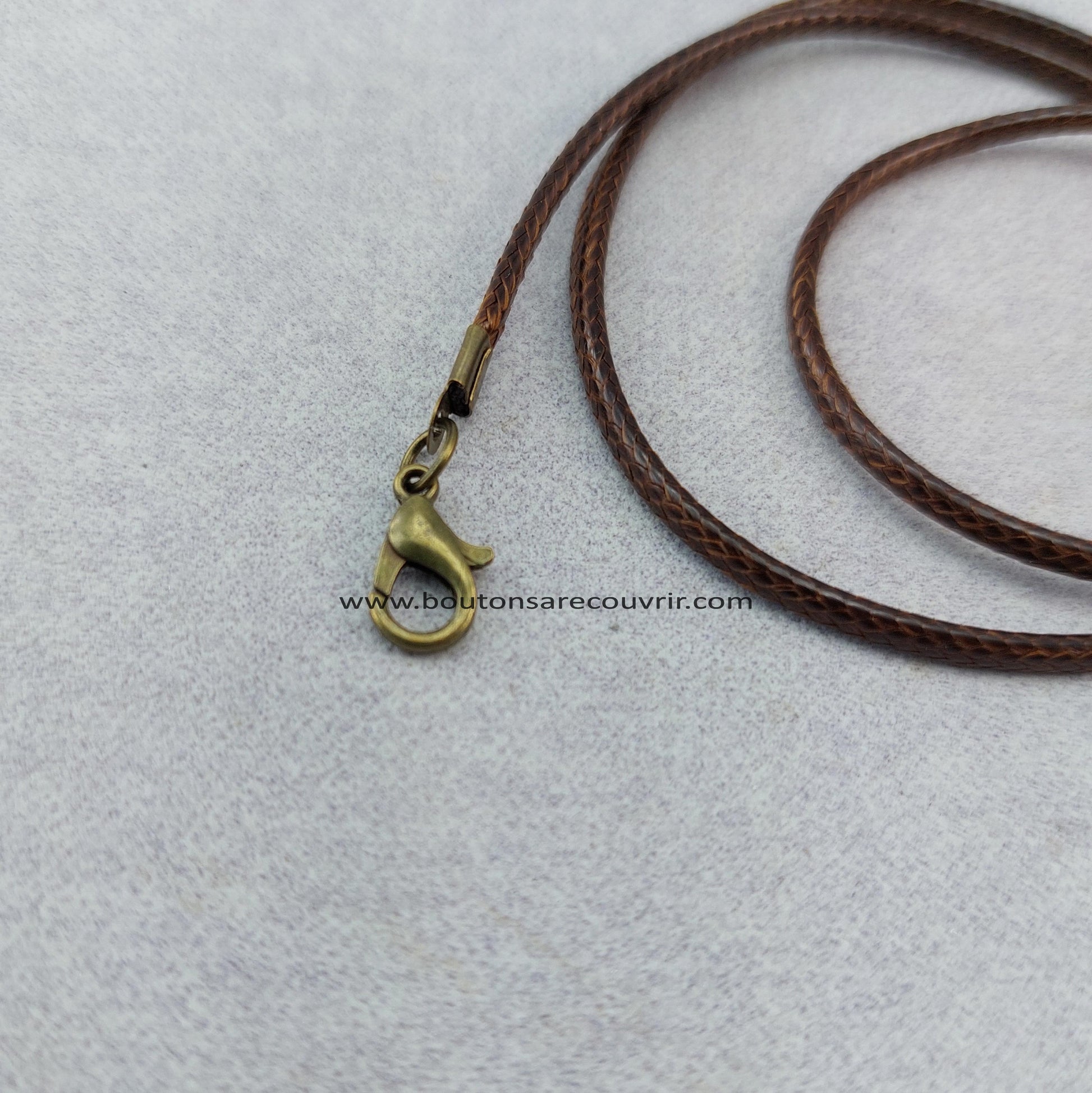 Collier en cuir marron - cordon pour collier - bouton à recouvrir