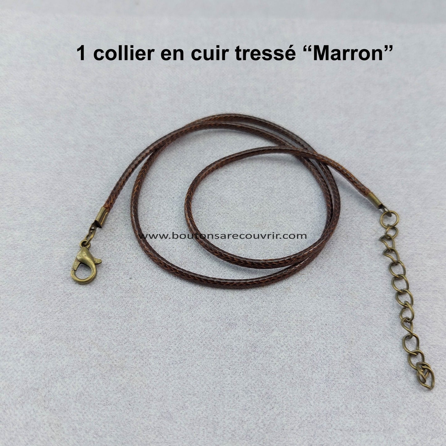 Cordon de cuir marron - collier en cuir marron - bouton à recouvrir