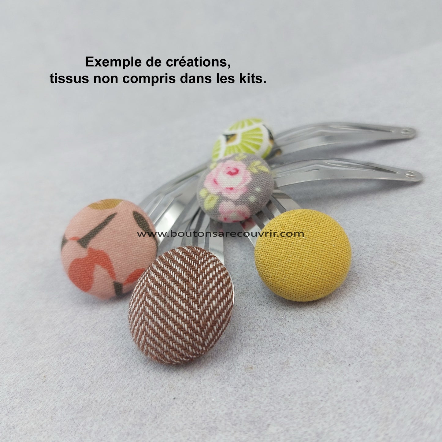 1 barrette de 5 cm - bouton à recouvrir 19 ou 23 mm - ROUGE