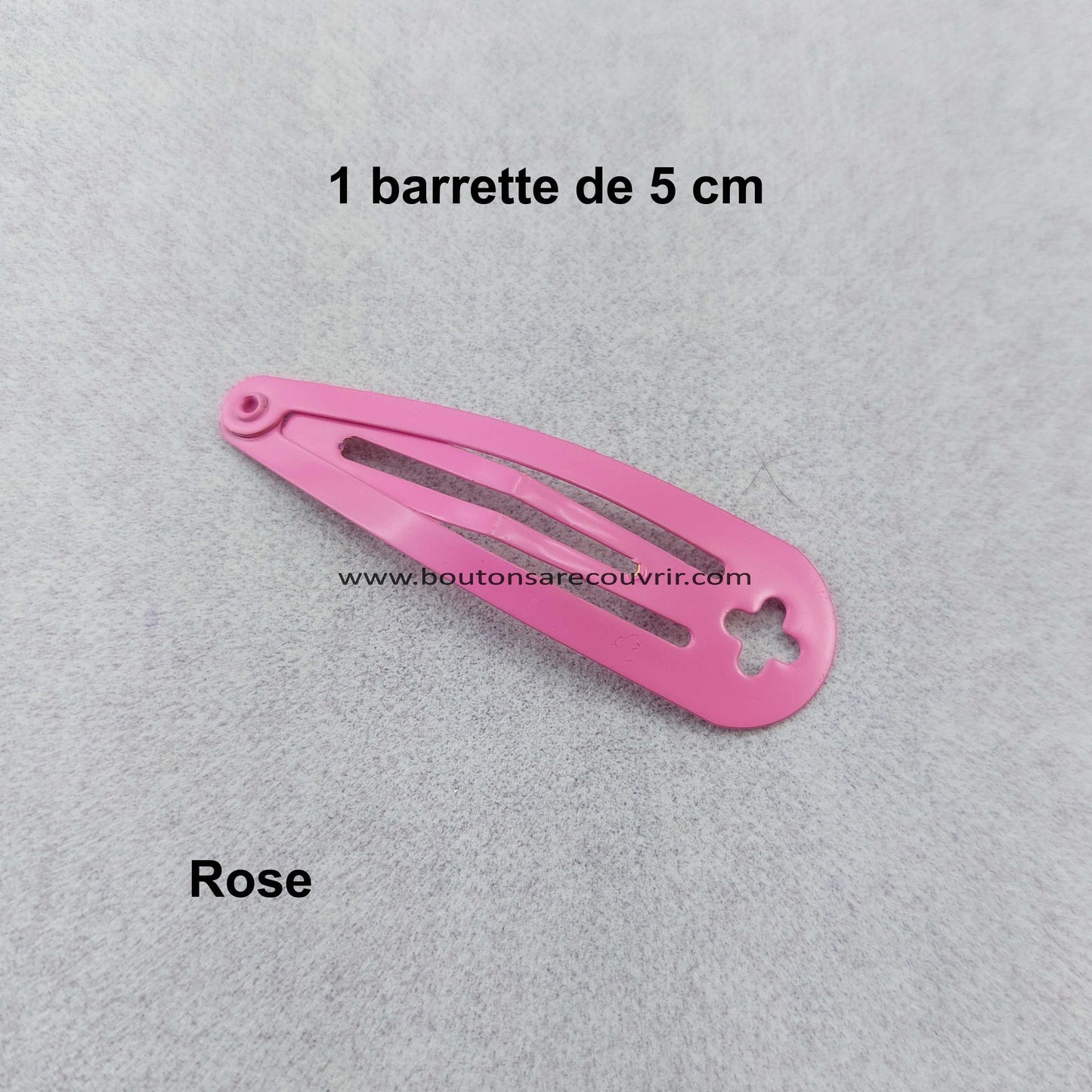 1 barrette de 5 cm - bouton à recouvrir 19 ou 23 mm - ROSE