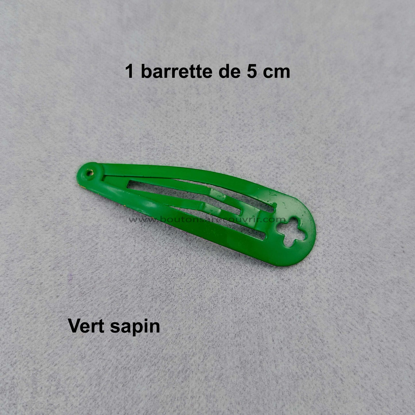 1 barrette de 5 cm - bouton à recouvrir 19 ou 23 mm - VERT SAPIN