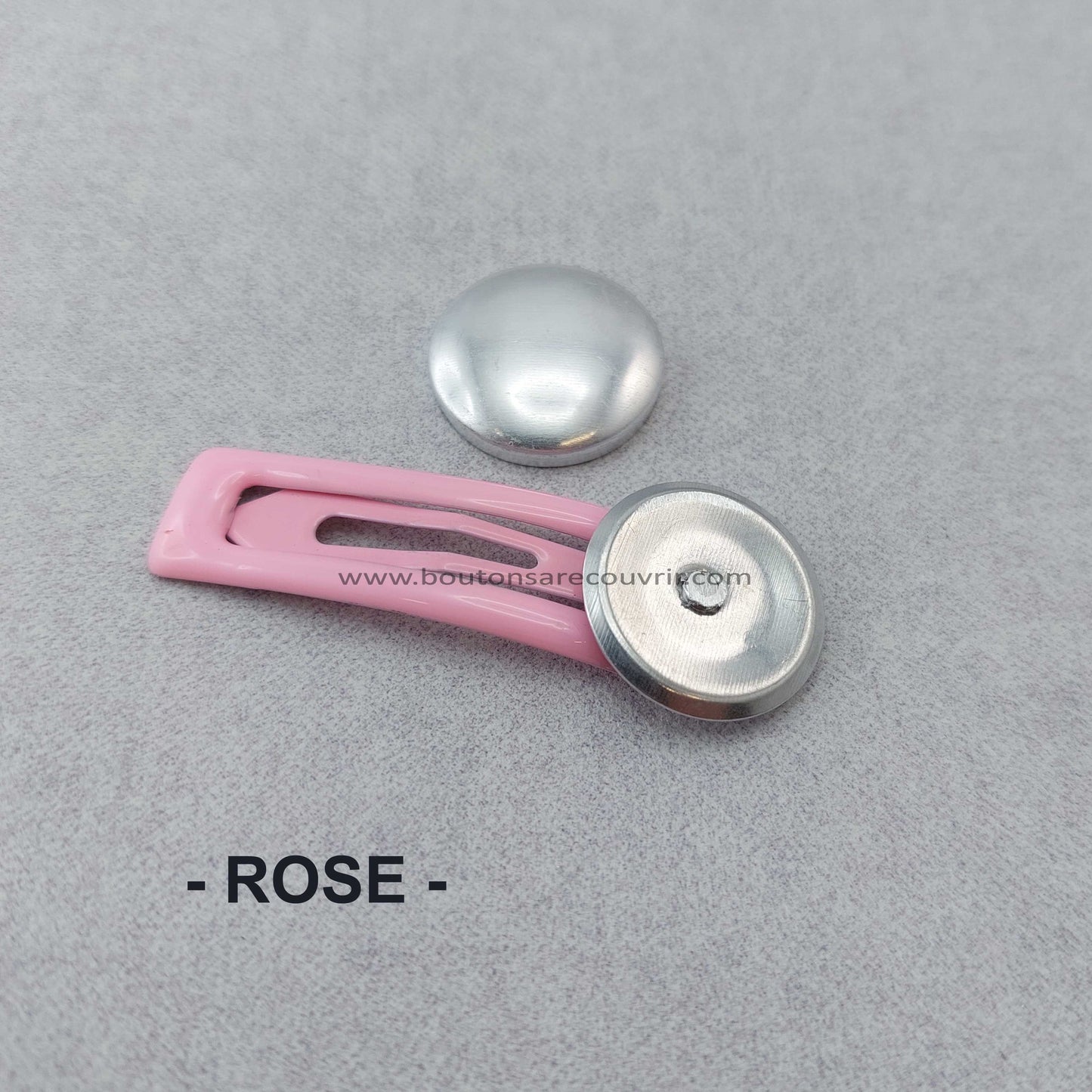 1 barrette de 5 cm - bouton à recouvrir 19 ou 23 mm - ROSE