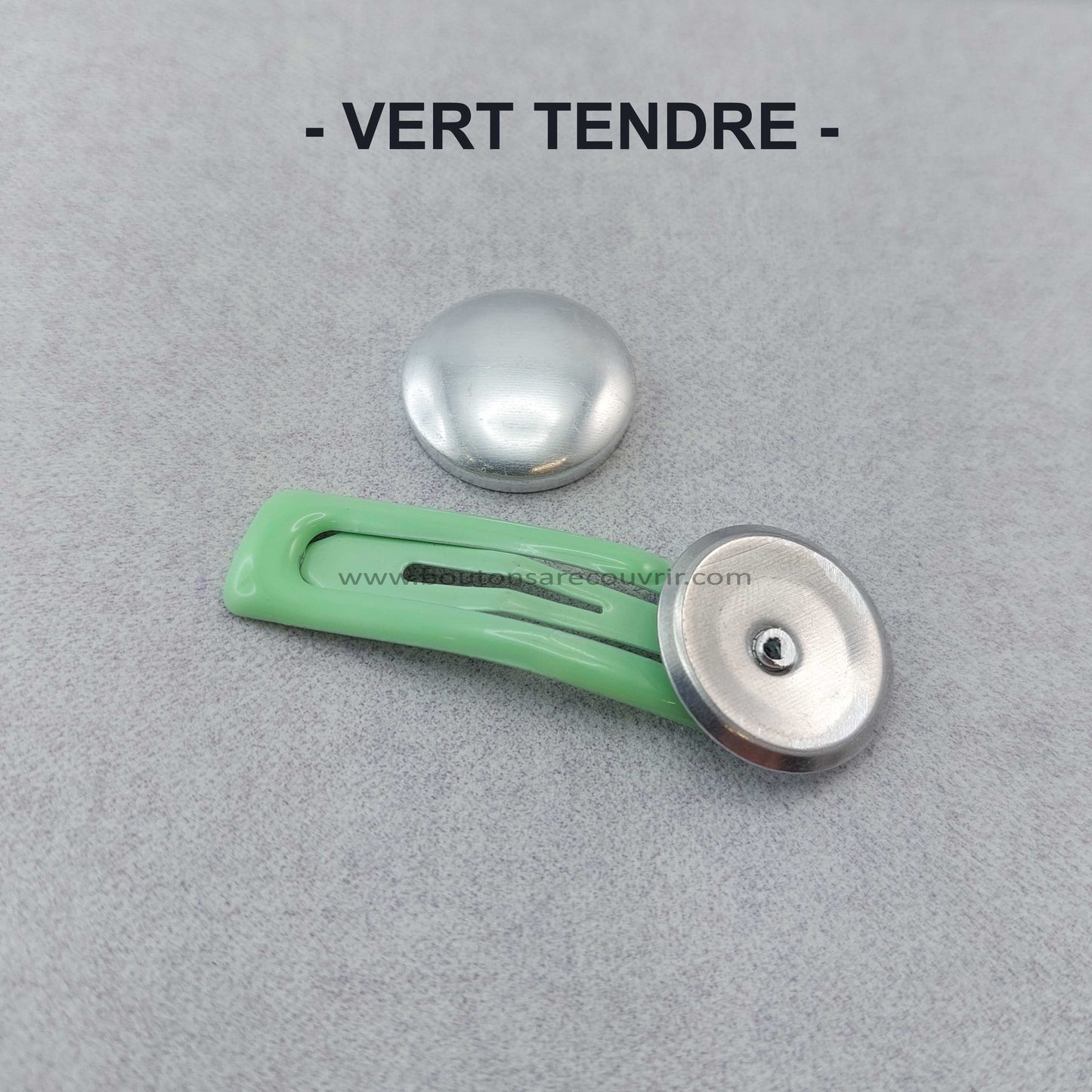 1 barrette de 5 cm - bouton à recouvrir 19 ou 23 mm - VERT TENDRE