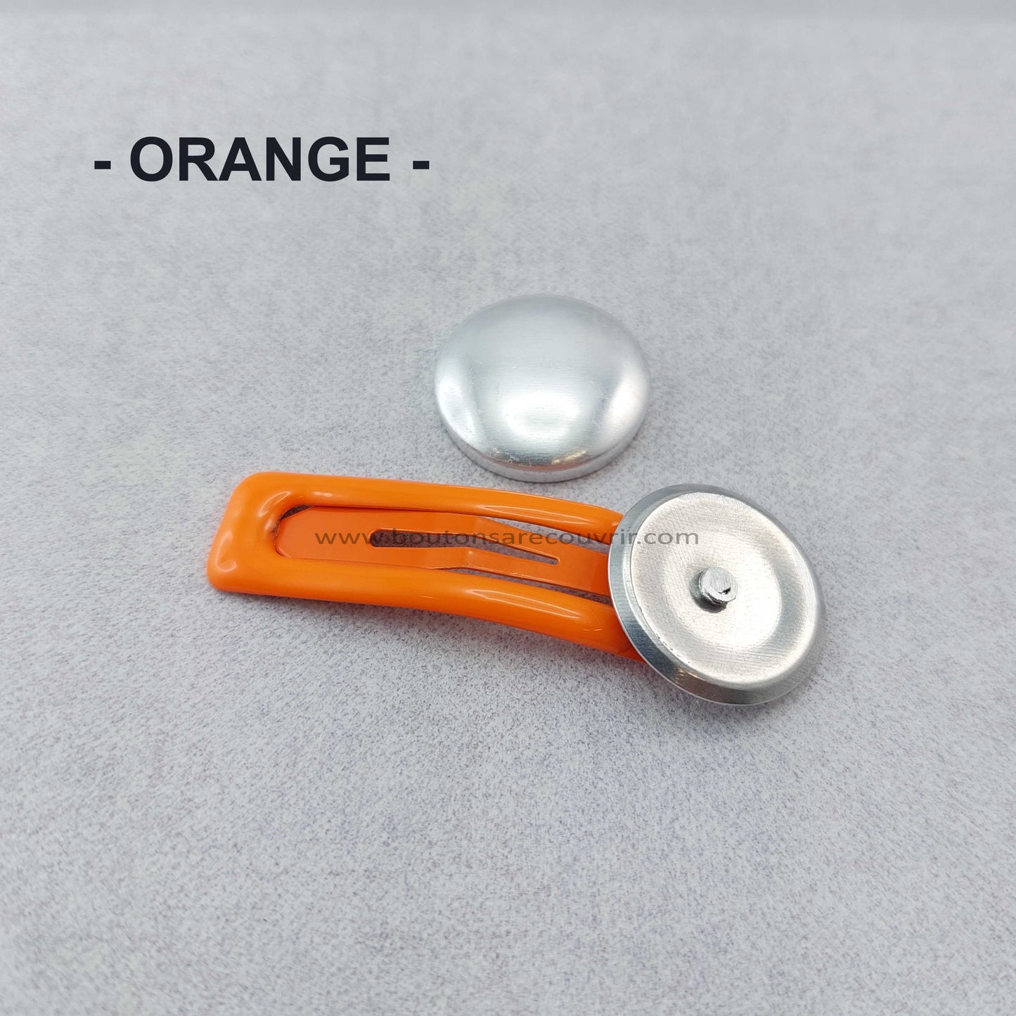 1 barrette de 5 cm - bouton à recouvrir 19 ou 23 mm - ORANGE