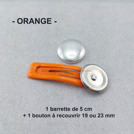 1 barrette de 5 cm - bouton à recouvrir 19 ou 23 mm - ORANGE