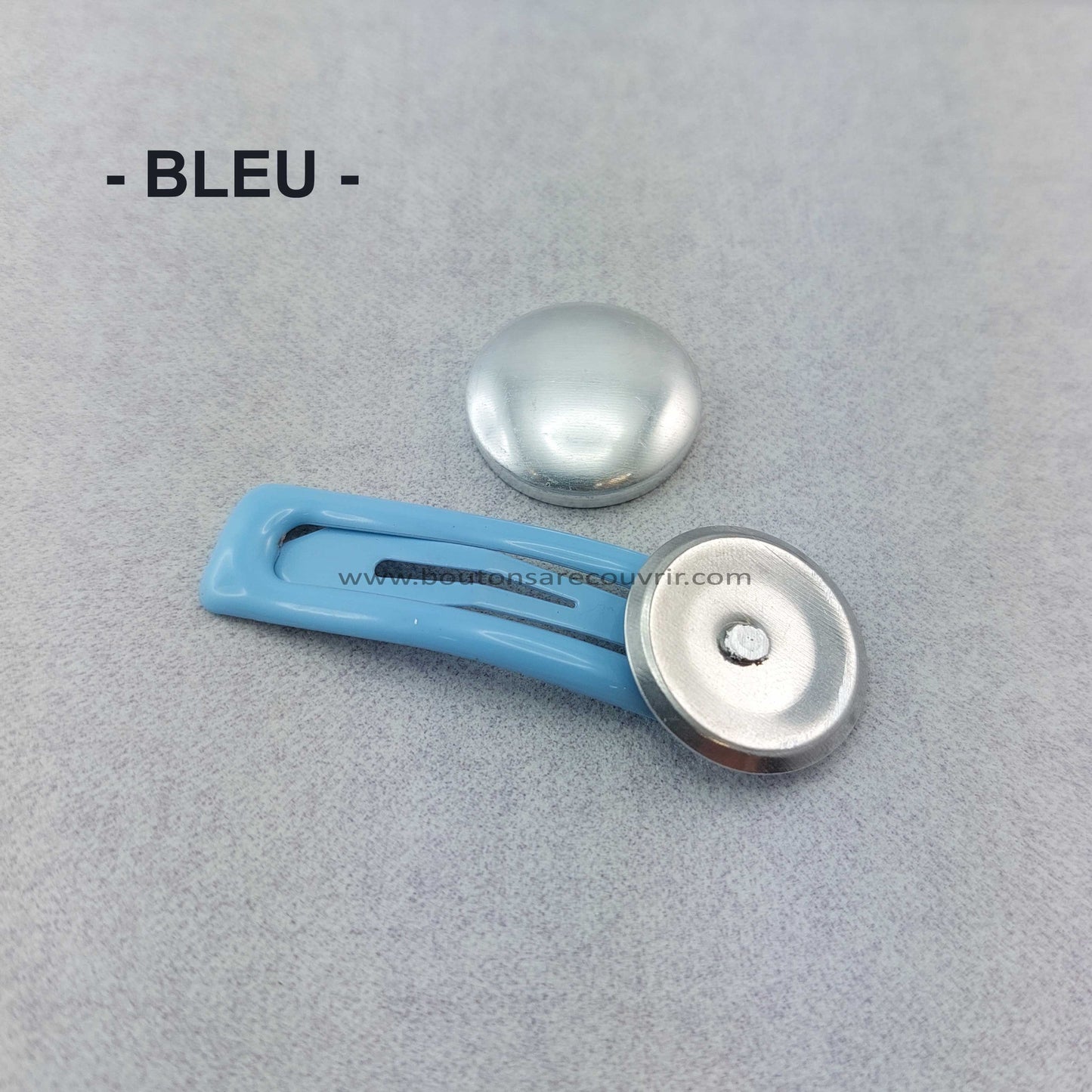 1 barrette de 5 cm - bouton à recouvrir 19 ou 23 mm - BLEU