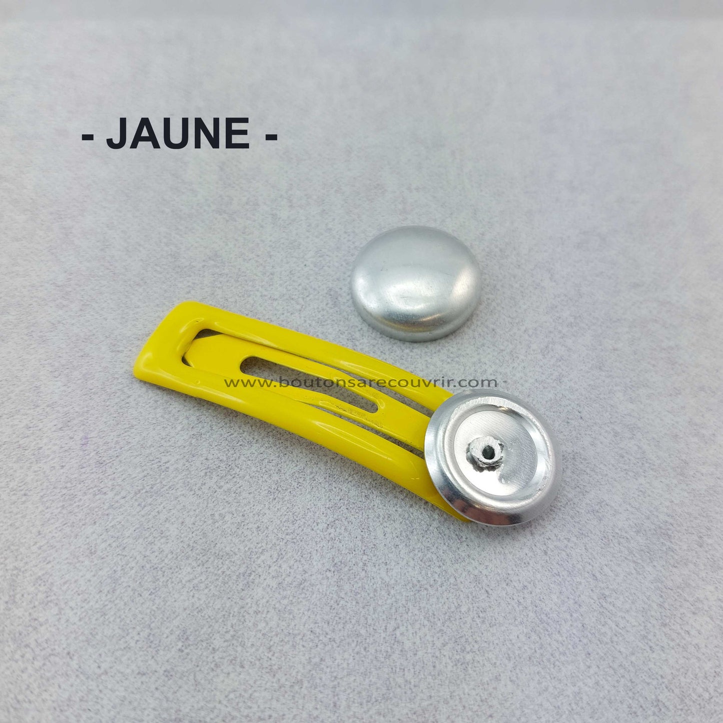 1 barrette de 5 cm - bouton à recouvrir 19 ou 23 mm - JAUNE